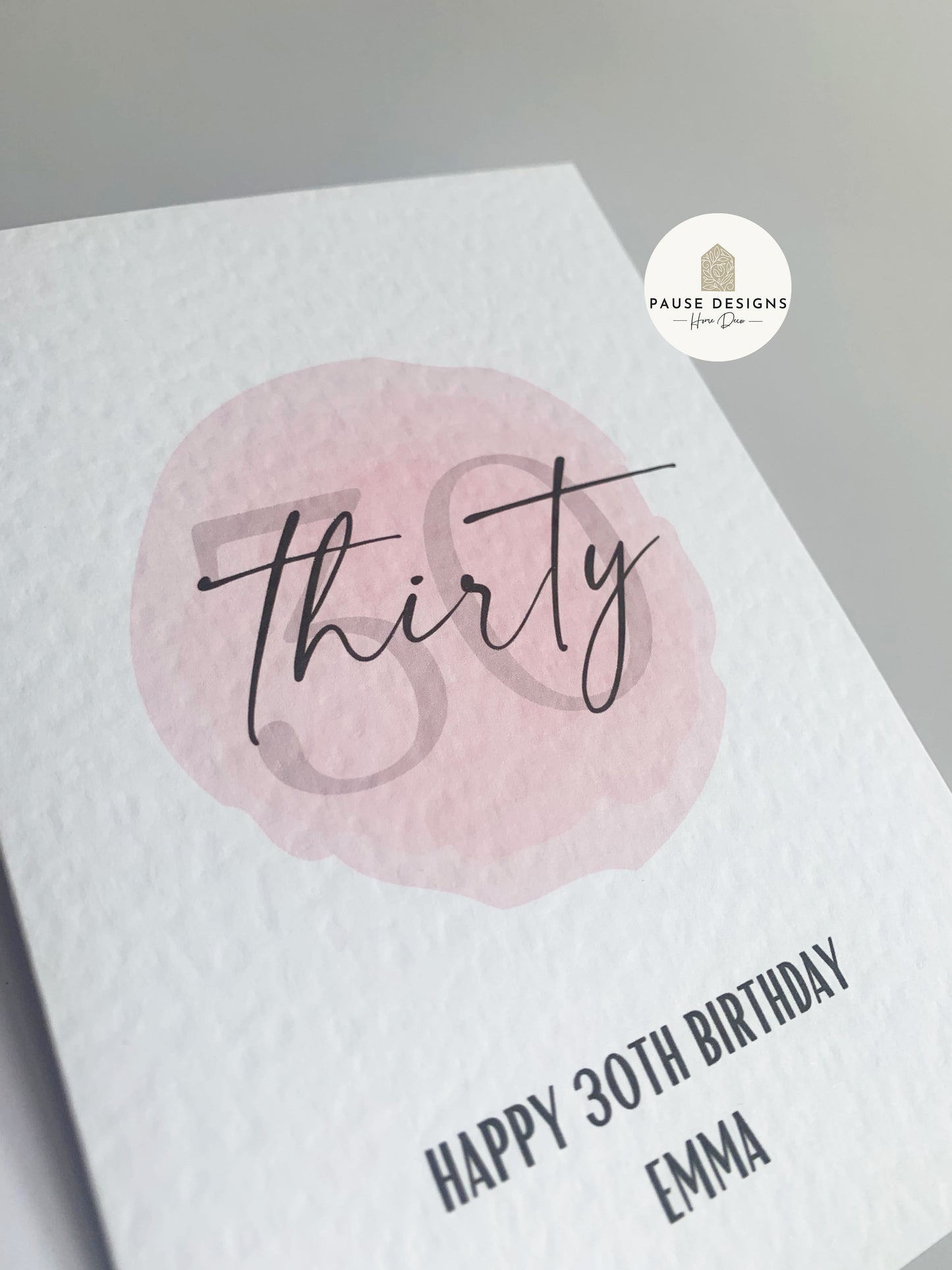 Pink Watercolour 30th Birthday Card