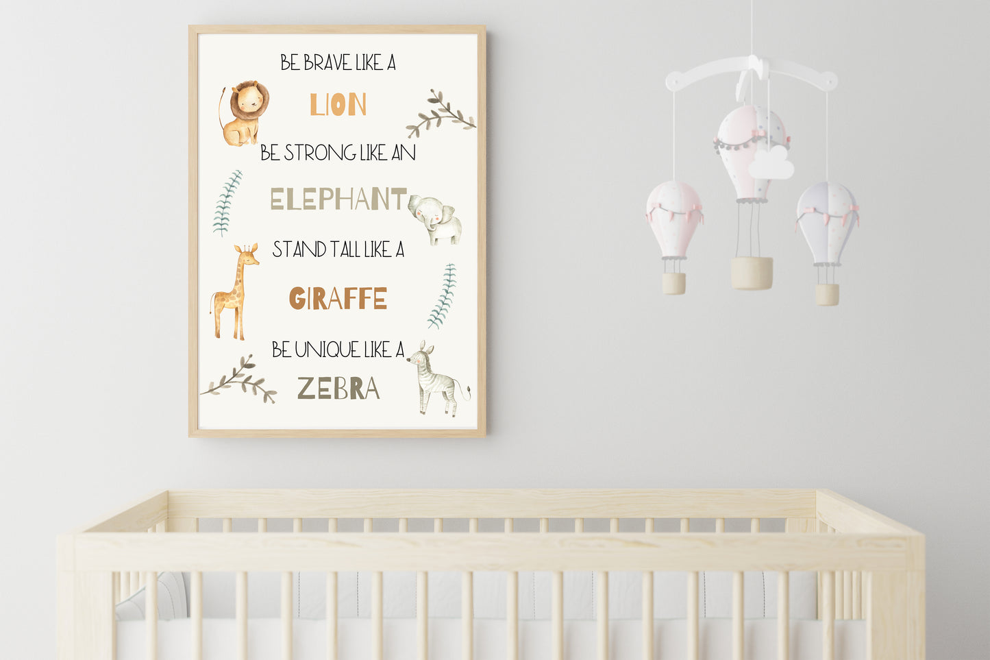 Safari Be Brave Like A Lion Nursery Wall Art Print | Unframed Print