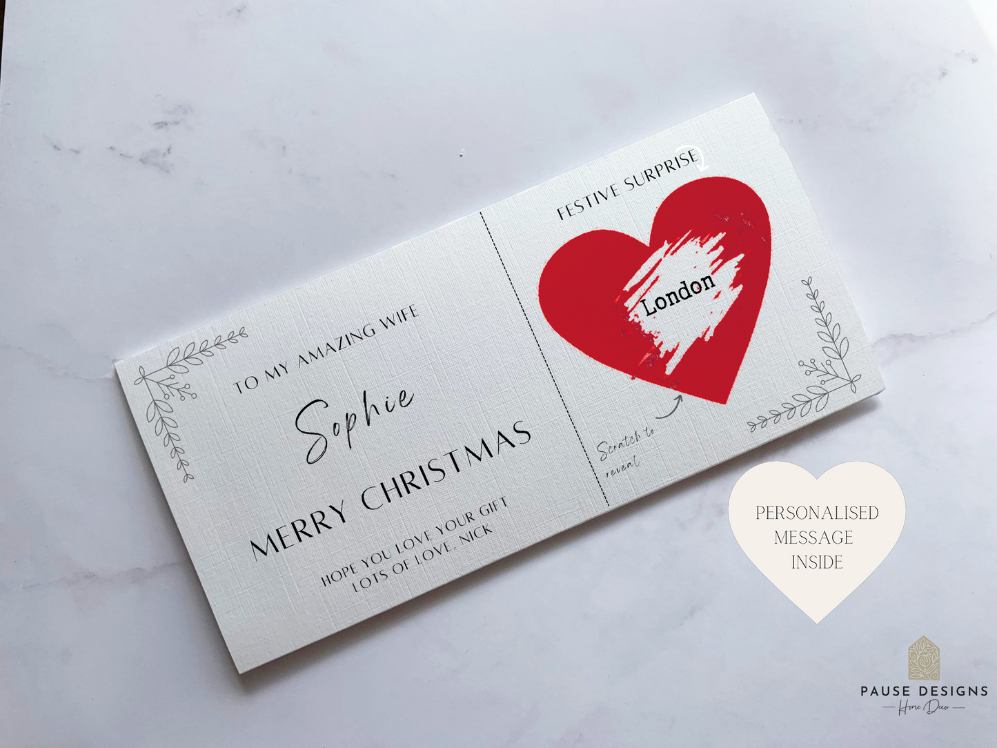 Personalised Christmas Scratch to Reveal Surprise Christmas Wallet Card | Personalised Envelope Wallet | Scratch Off Card | Christmas Cardmation Envelope Wallet | Scratch Off Card