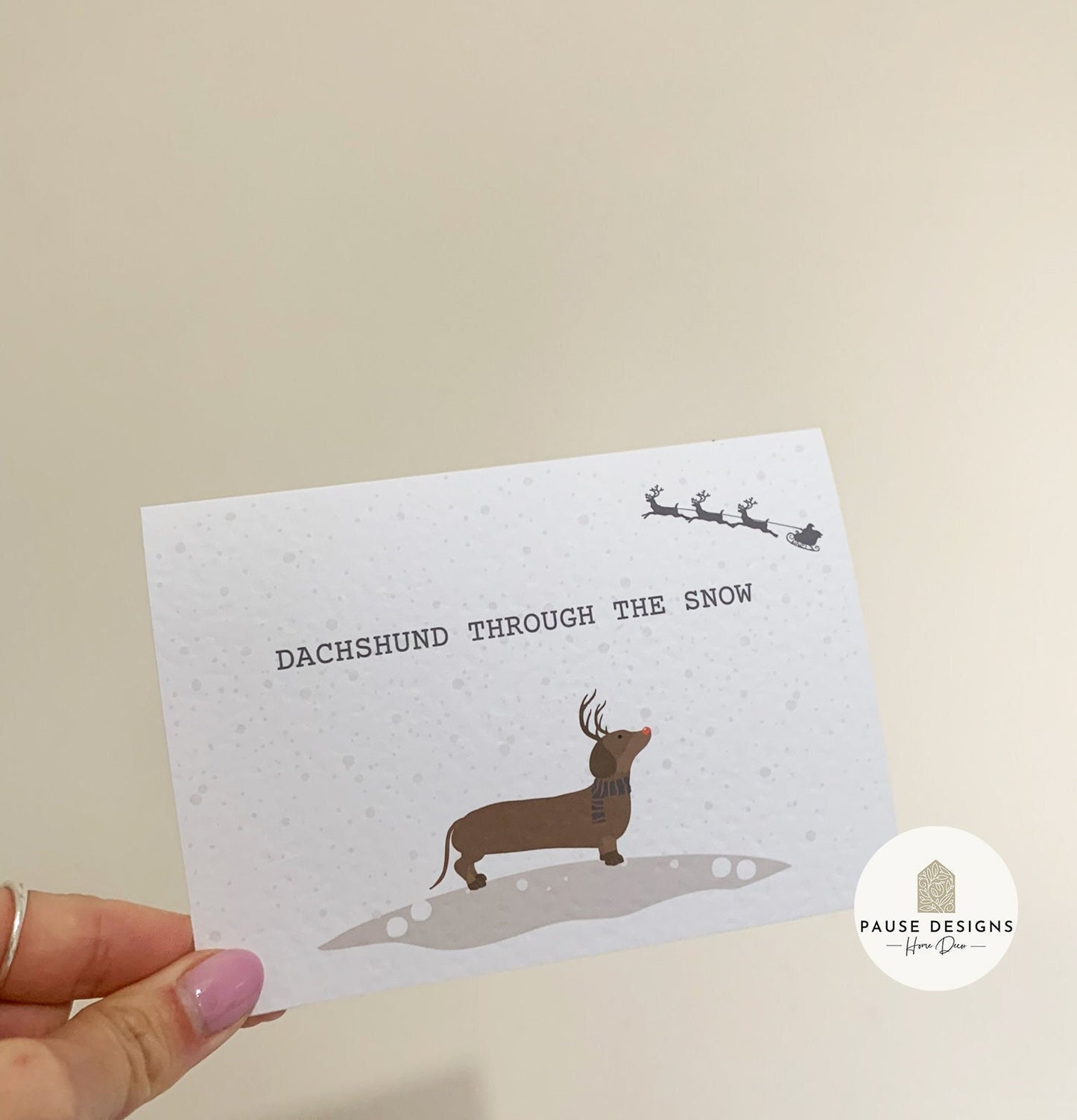 Dachshund Through The Snow Christmas Wish Christmas Card | Christmas Card Wife | Christmas Card Husband | A6 Card | Cute Christmas Card