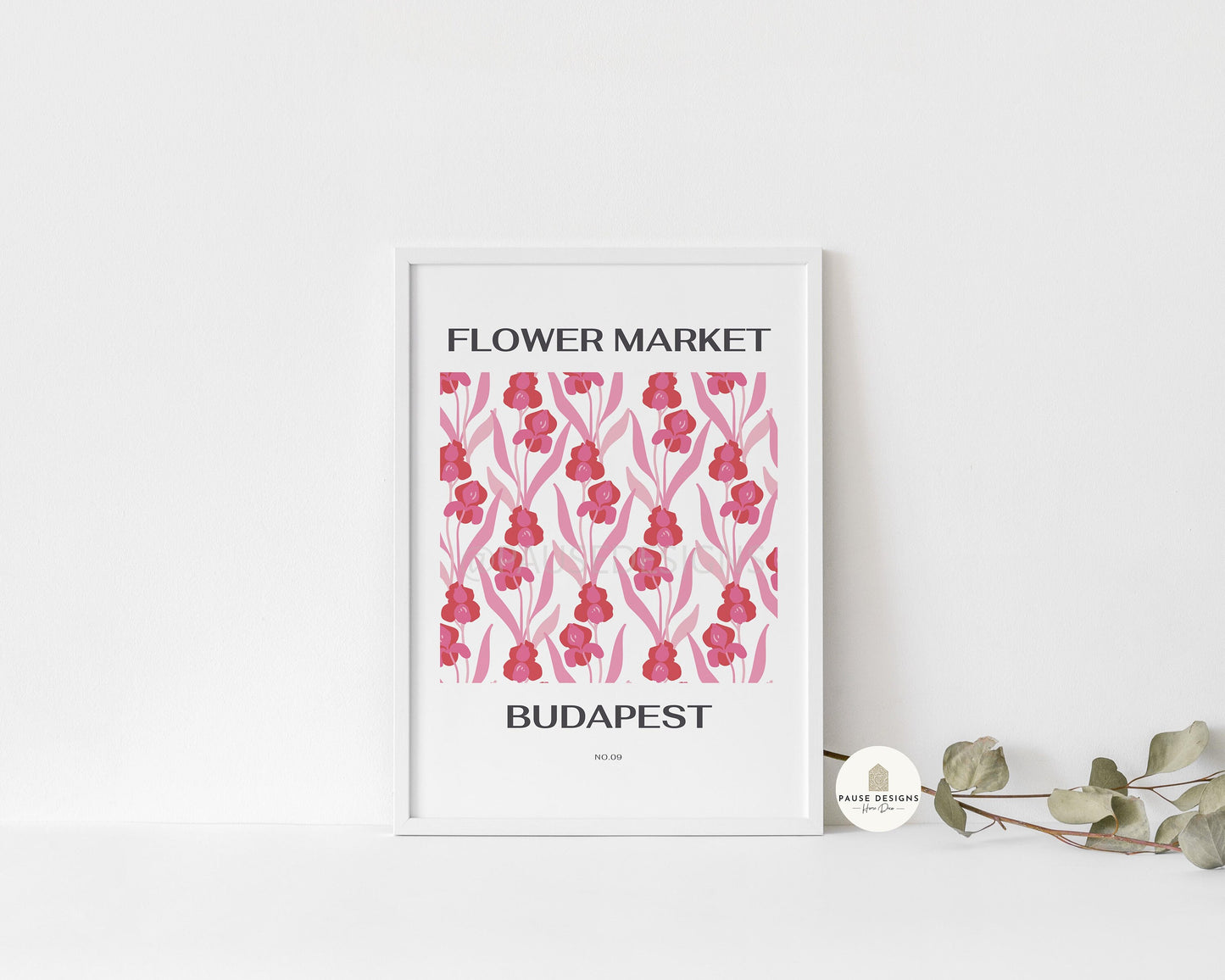 a picture of a flower market in a frame