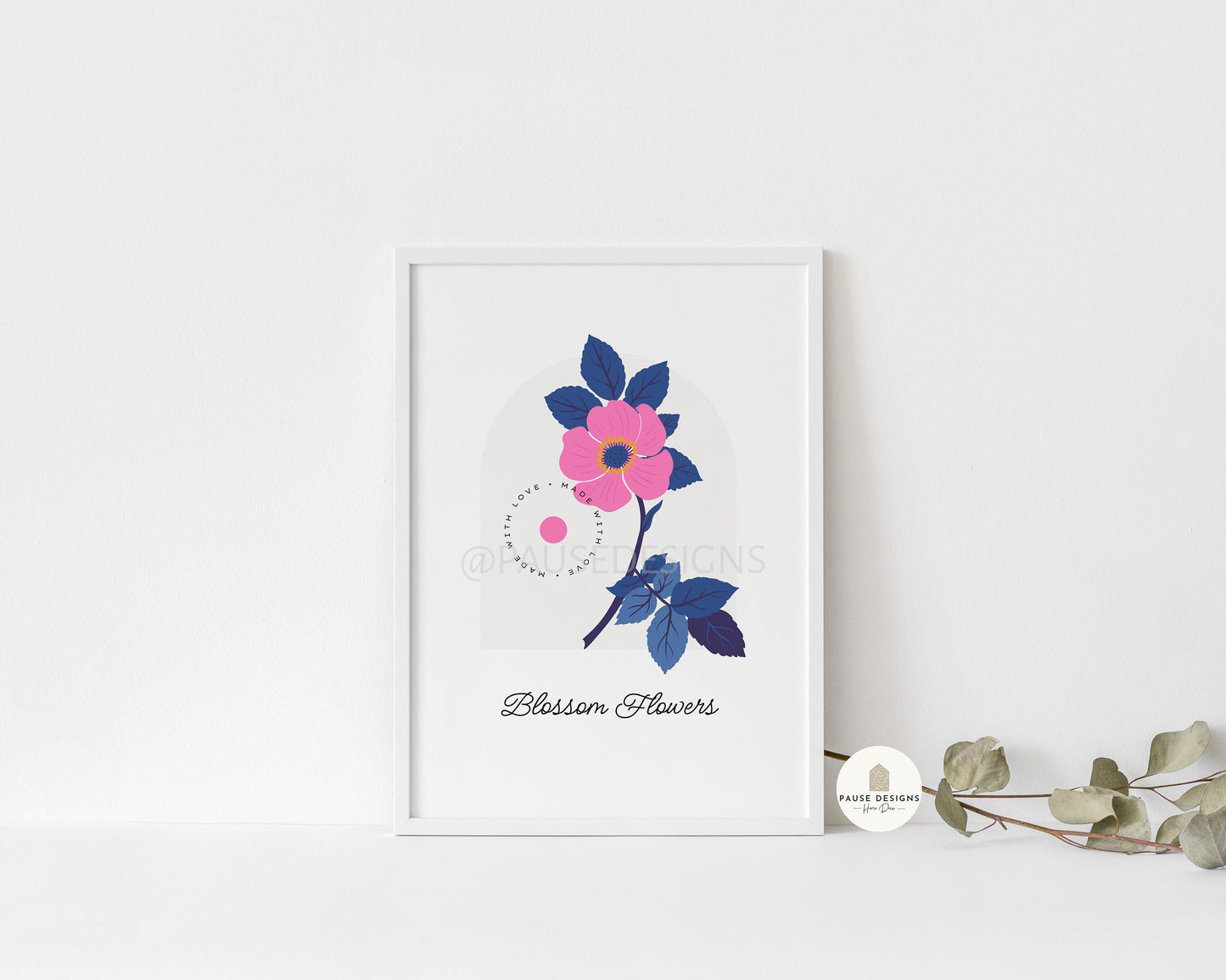 a picture of a pink and blue flower on a white background