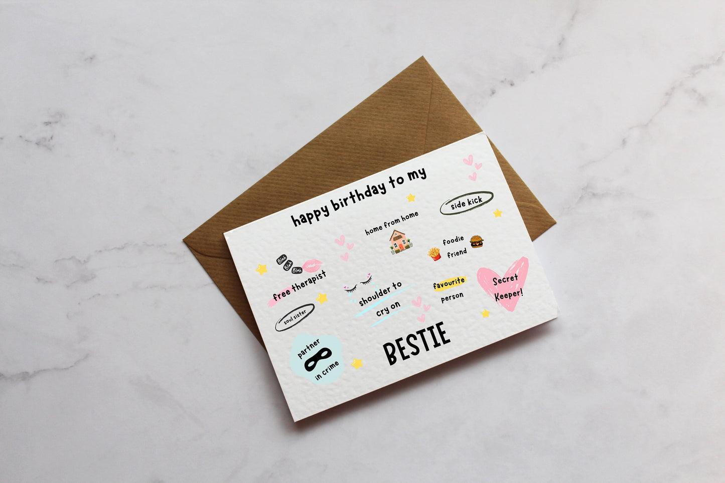To My Bestie Fun Birthday Card | A6 Card | Partner In Crime Card | Funny Birthday Card | Favourite Person Card | Best Friend Card