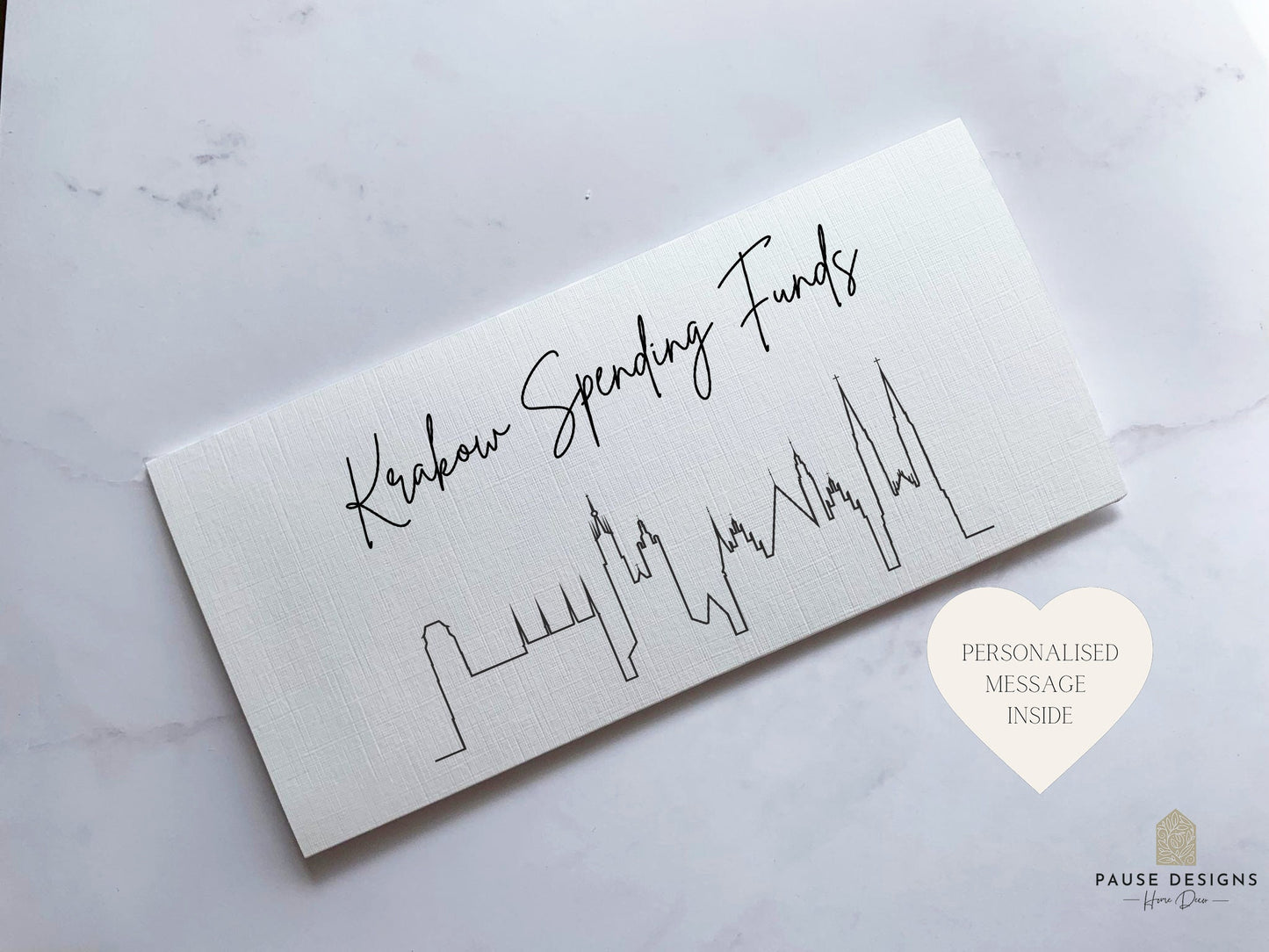 Krakow Travel Money Wallet Card | Ticket or Cash Envelope Wallet For Gap Year, Surprise Trip Reveal Or Honeymoon | Travel Gift |