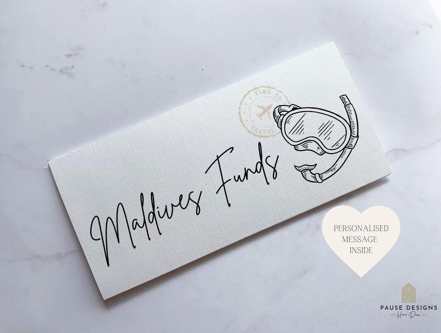 Maldives Travel Money Wallet Card | Ticket or Cash Envelope Wallet For Gap Year, Surprise Trip Reveal Or Honeymoon | Travel Gift |