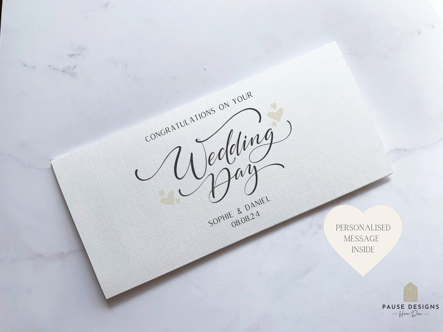 Personalised Heart Wedding Day Money Wallet | Wedding Day Card | Cash Envelope | Wedding Present | Congratulations Card | Wedding Gift