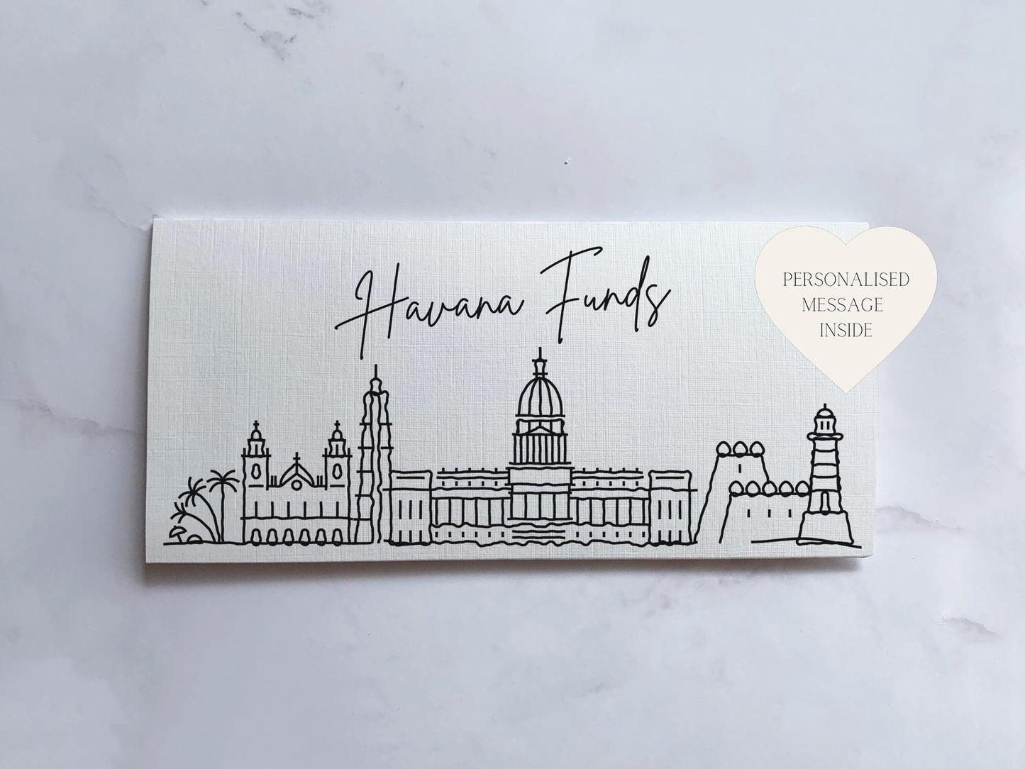 Havana Travel Money Wallet Card | Ticket or Cash Envelope Wallet For Gap Year, Surprise Trip Reveal Or Honeymoon | Travel Gift |