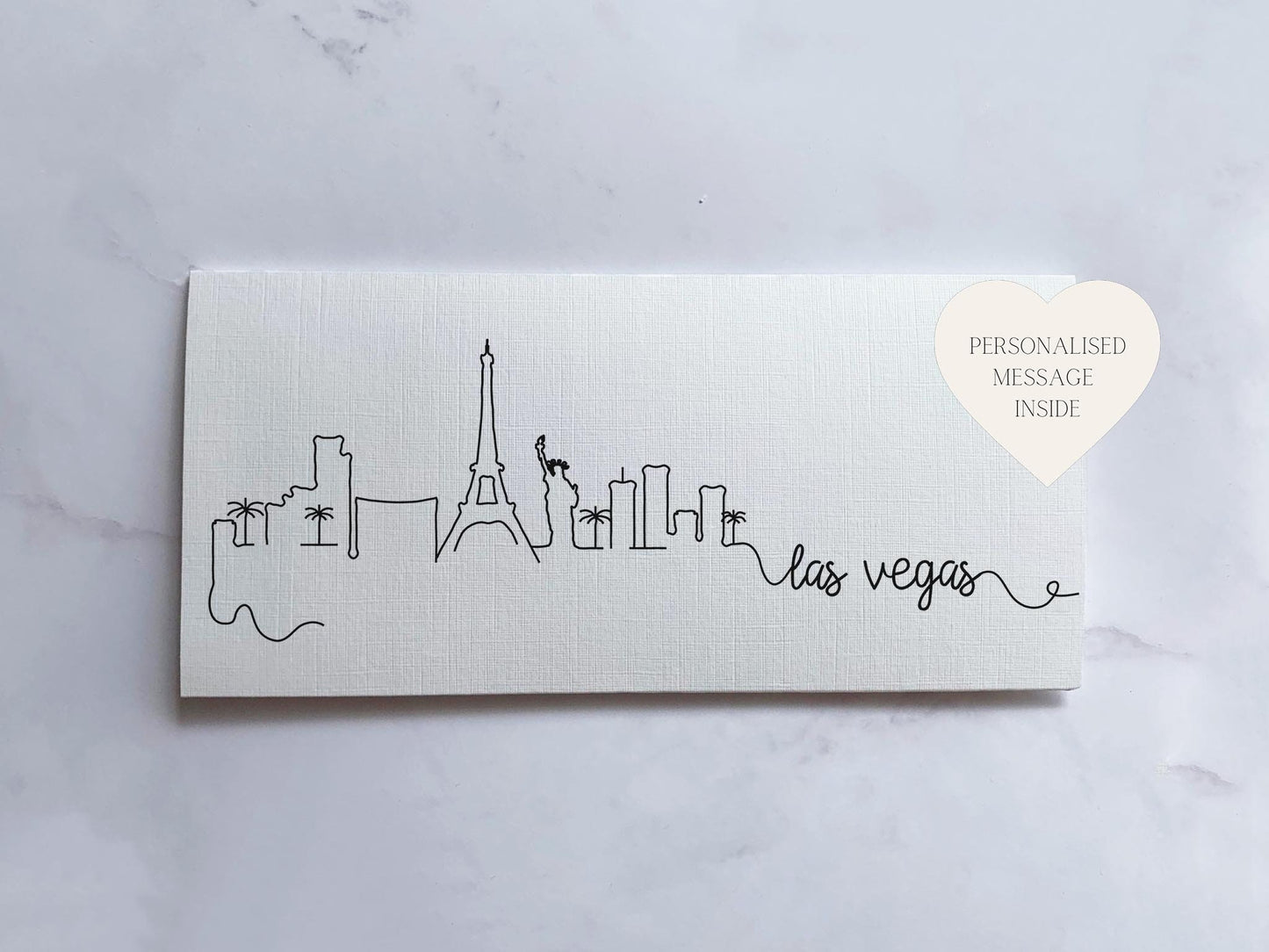 Las Vegas Travel Money Wallet Card | Ticket or Cash Envelope Wallet For Gap Year, Surprise Trip Reveal Or Honeymoon | Travel Gift |