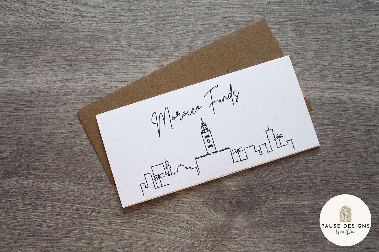 Morocco Travel Money Wallet Card | Ticket or Cash Envelope Wallet For Gap Year, Surprise Trip Reveal Or Honeymoon | Travel Gift |