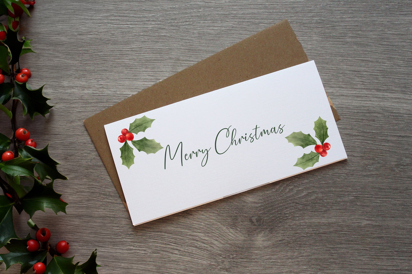 Merry Christmas Holly Money Wallet | Merry Christmas Card | Cash Envelope | Unique Christmas Gift | Happy Christmas Card | Money Card