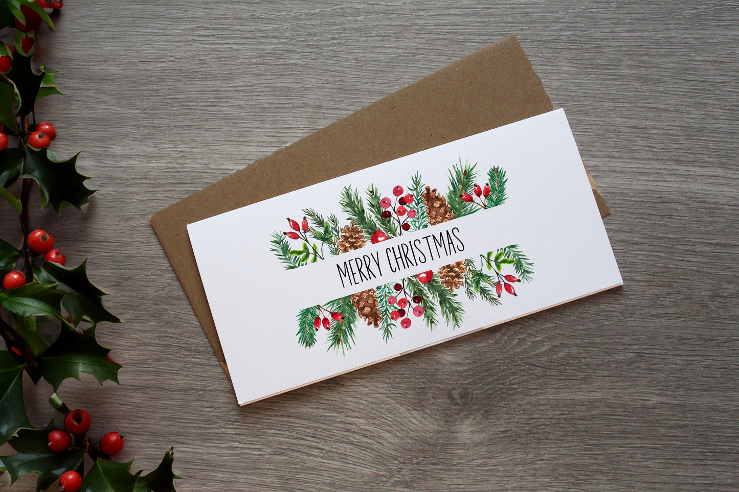 Merry Christmas Foliage Money Wallet | Merry Christmas Card | Cash Envelope | Unique Christmas Gift | Happy Christmas Card | Money Card