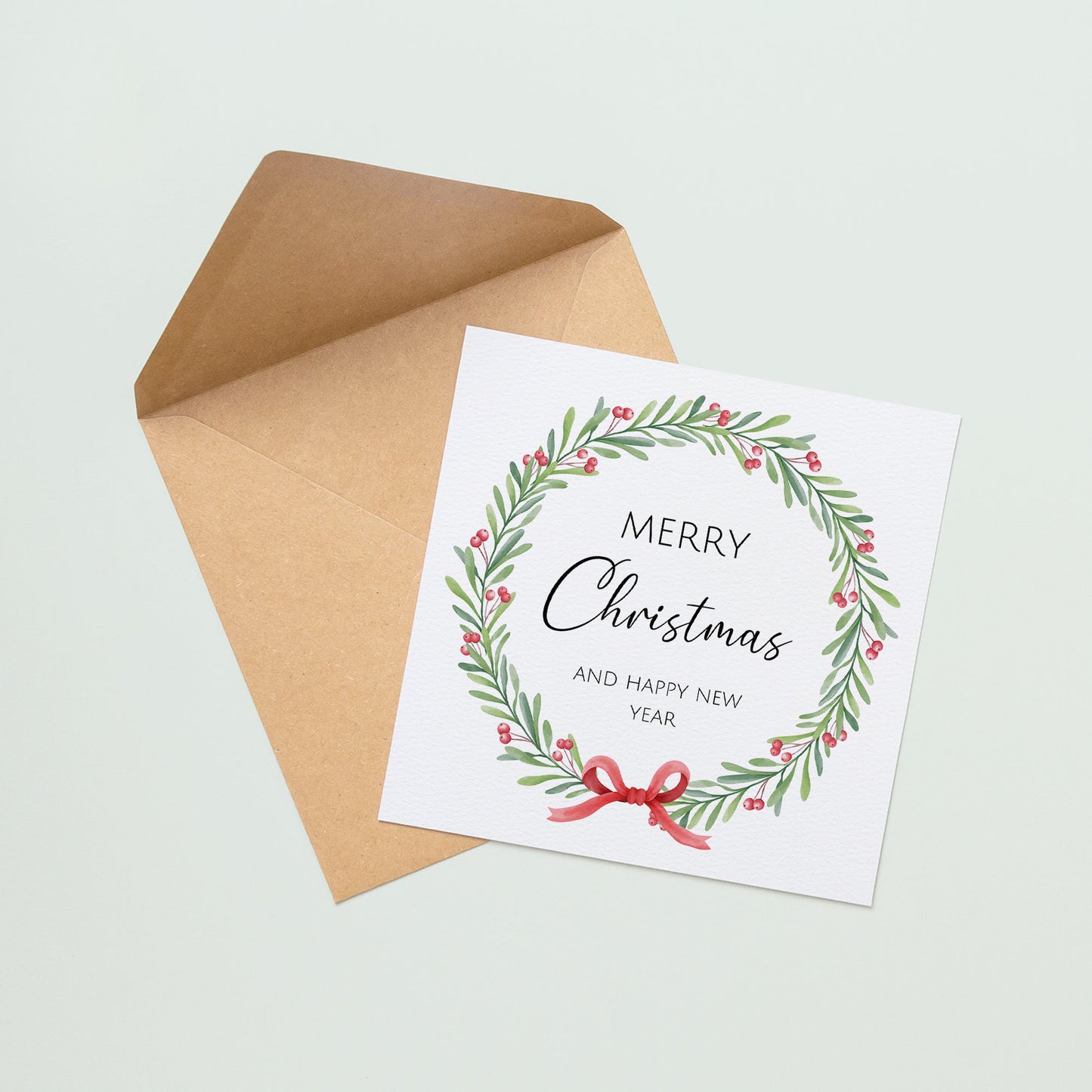 Merry Christmas Watercolour Wreath Card Luxury Christmas Card for Husband & Wife Unique Holiday Greeting Gift