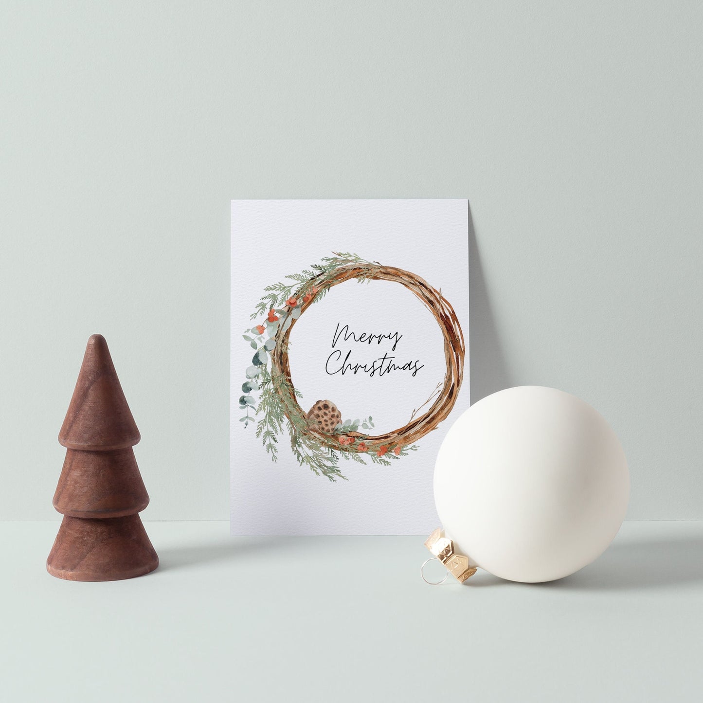 Merry Christmas Twig Foliage Christmas Card | Christmas Card Wife | Christmas Card Husband | A6 Card | Eucalyptus WreathChristmas Card