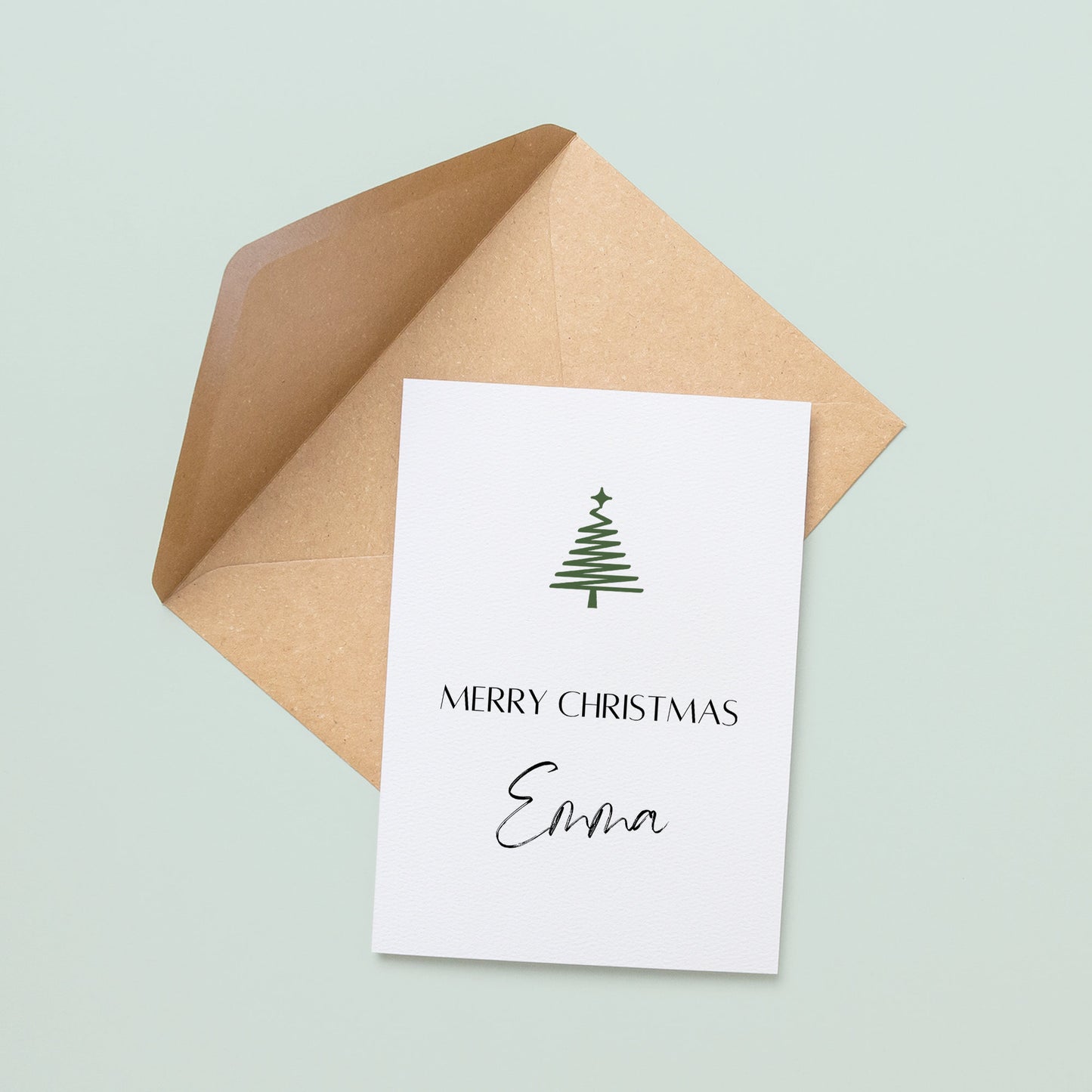 Personalised Name Merry Christmas Card, For Her, Christmas Card For Him, A6 Card, Cute Christmas Card, Minimalist Christmas Card