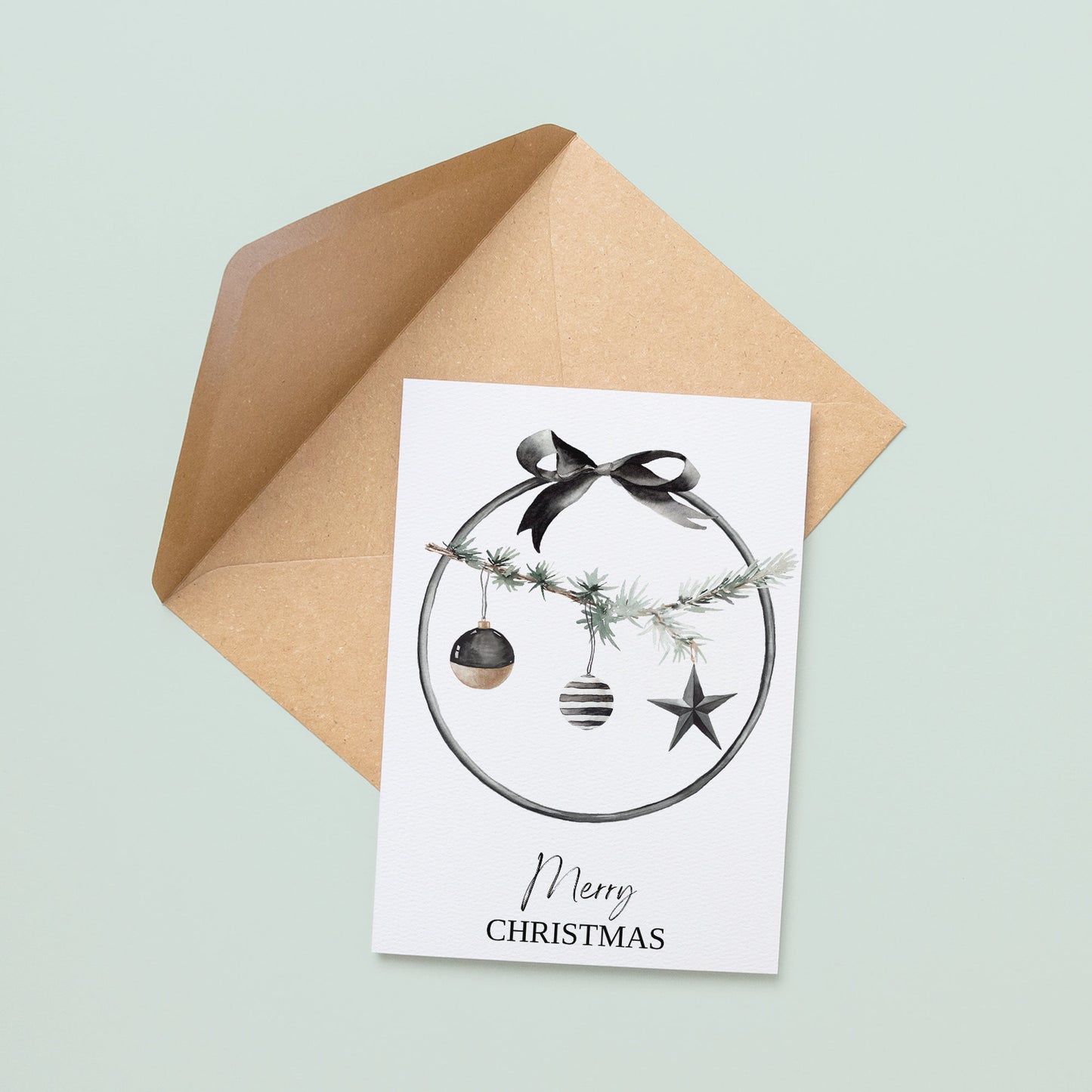 Monochrome Black Bauble & Hoop Christmas Card | Christmas Card Wife | Christmas Card Husband | A6 Card | Cute Christmas Card | Modern Card