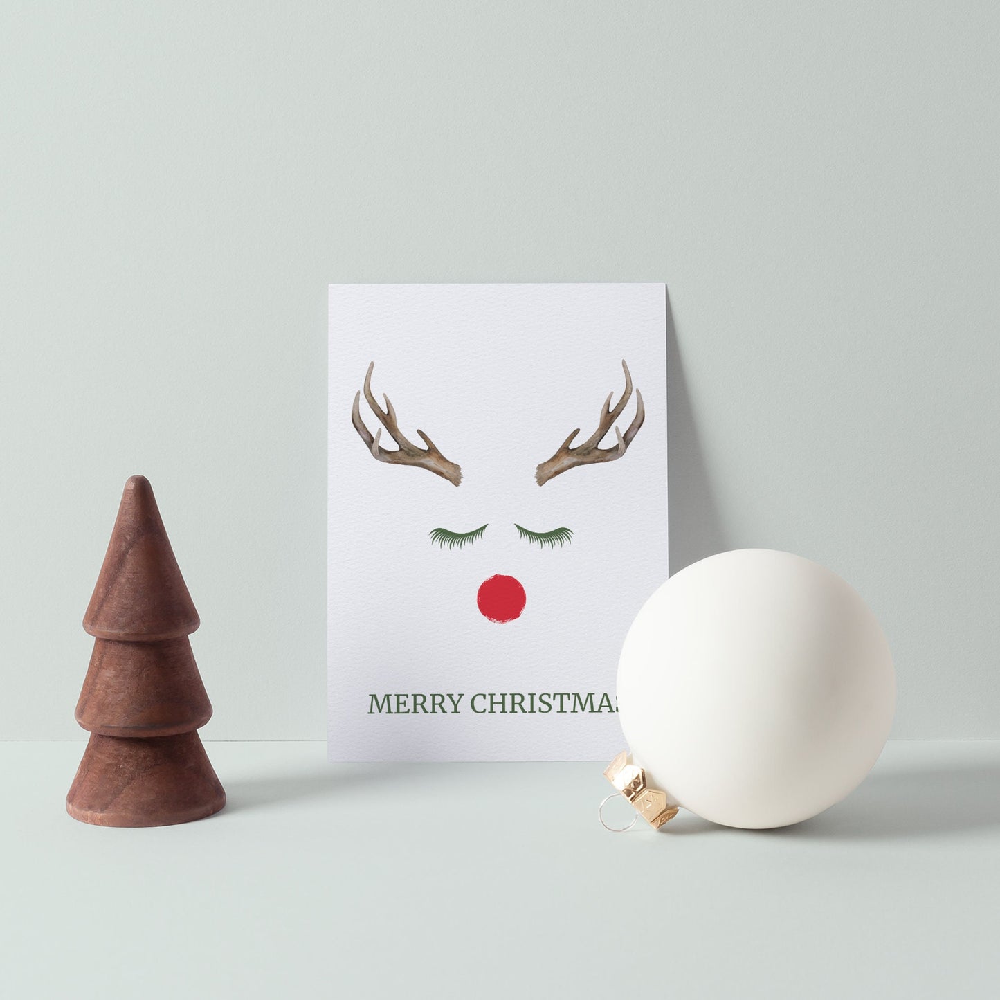 Rudolph Antlers Merry Christmas Card | Christmas Card Wife | Christmas Card Husband | A6 Card | Cute Christmas Card | Xmas Card