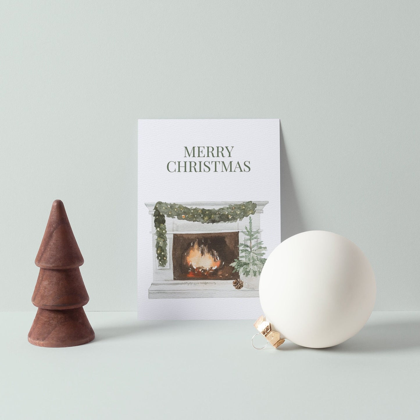 Watercolour Cosy Fireplace Scene Christmas Card, Merry Christmas, Card For Her, Watercolour Christmas Card, Luxury Card