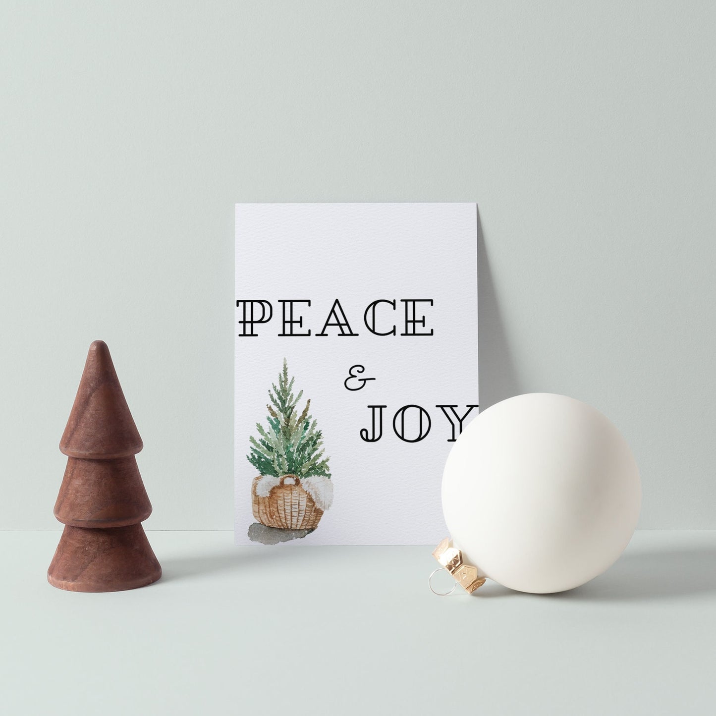 Peace & Joy Watercolour Christmas Tree Textured Hammered Christmas Card