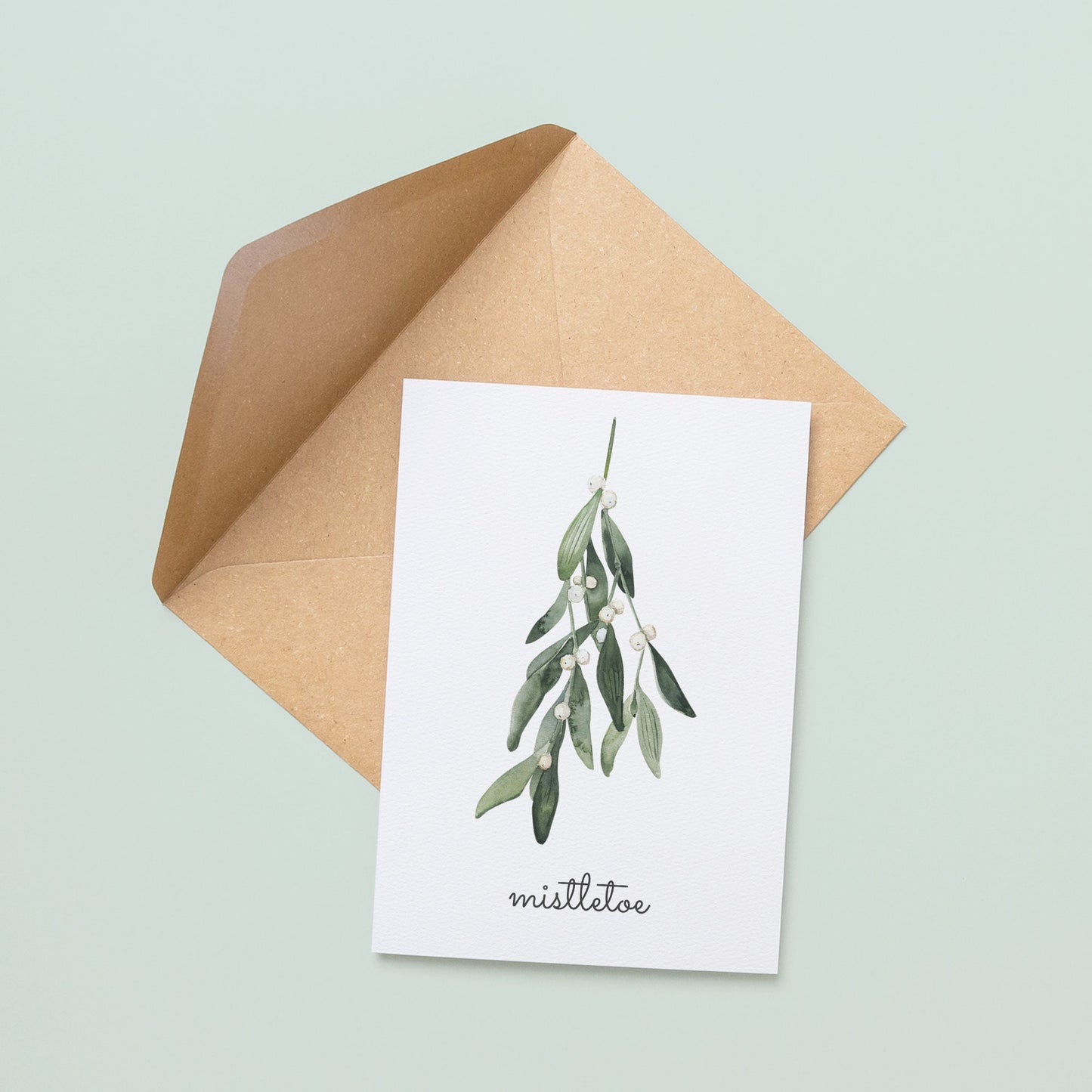 Watercolour Mistletoe Christmas Card | Christmas Card Wife | Christmas Card Husband | A6 Card | Christmas Love Mistletoe Card