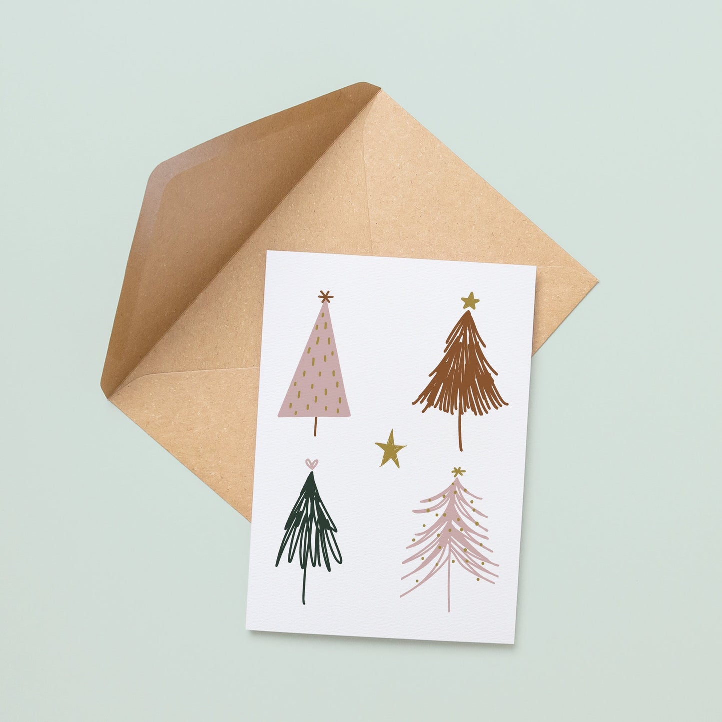 Cute Scribble Christmas Trees Christmas Card | Christmas Card Wife | Christmas Card Husband | A6 Card | Abstract Christmas Card