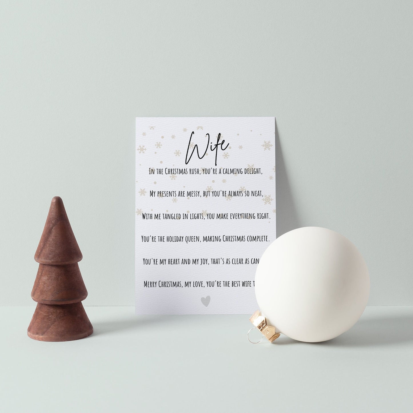 Cute Wife Christmas Poem Greetings Card, Christmas Card for Wife, Romantic Christmas Card | A6 Card | Cute Xmas Card
