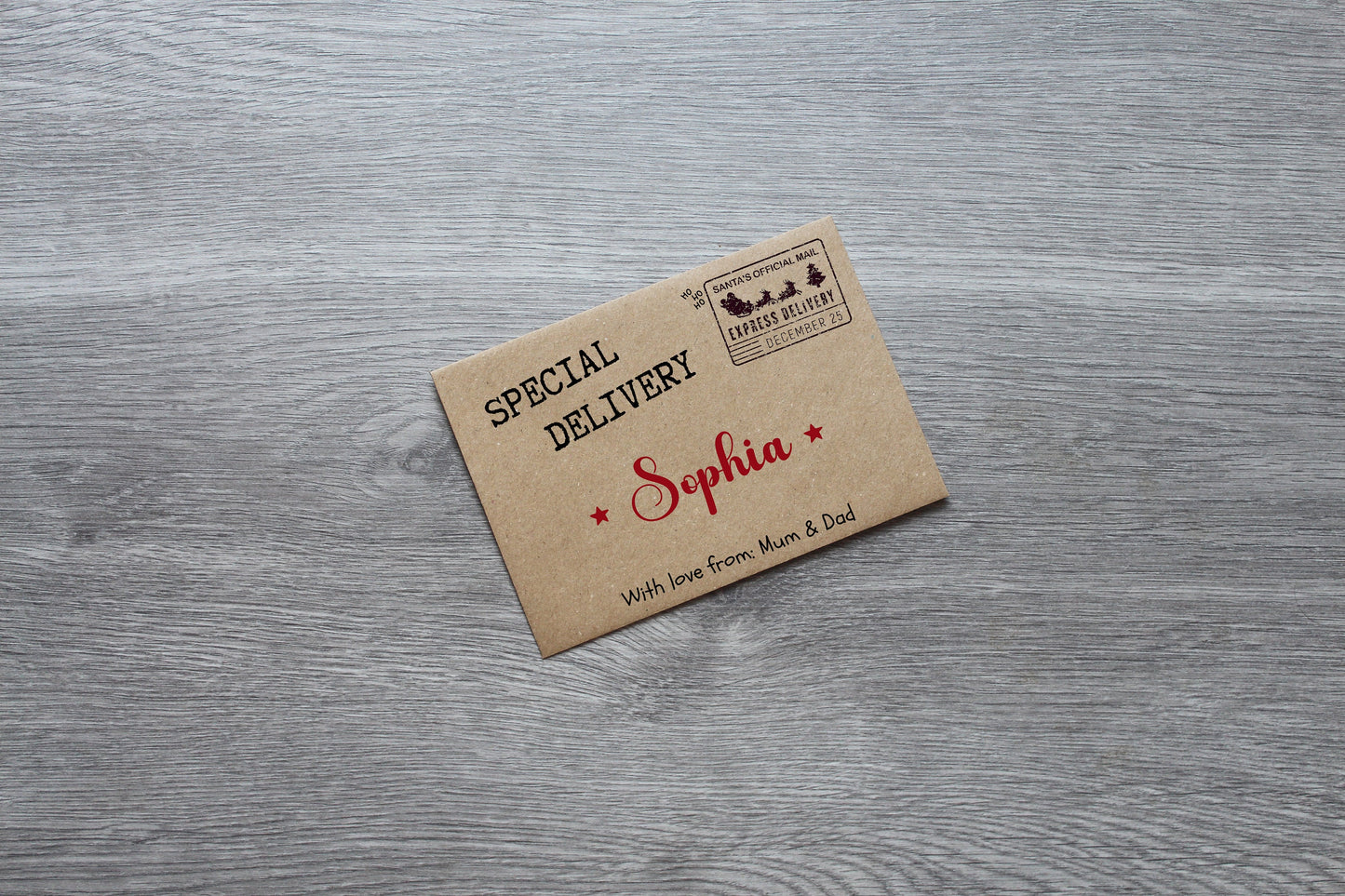 Personalised Christmas Cash Money Envelope, Christmas Money Gifting, Kids Cash Gift, Cash Envelope, Special Delivery Christmas Gift