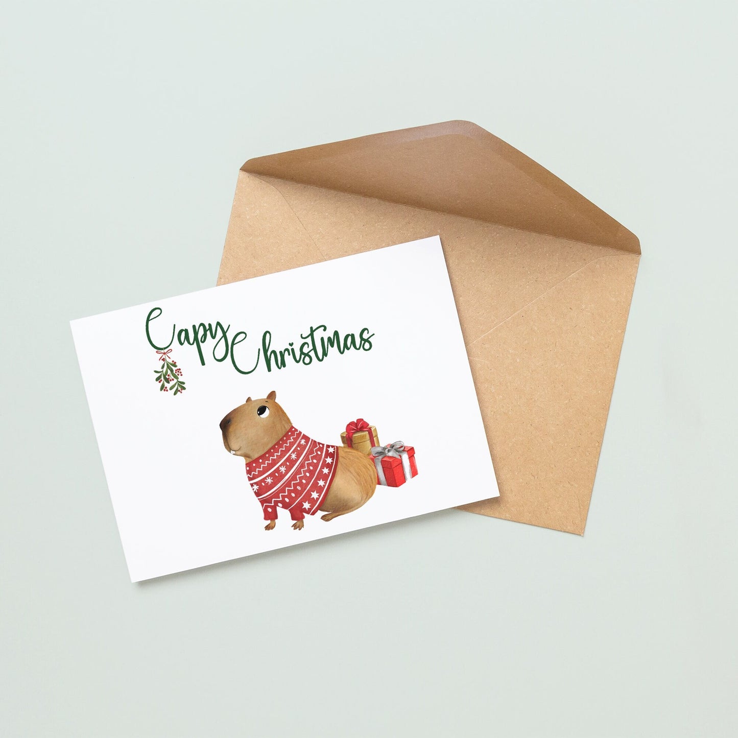 Capy Christmas, Cute Xmas Jumper Capybara Christmas Card | Christmas Card Wife | Christmas Card Husband | A6 Card | Funny Xmas Card
