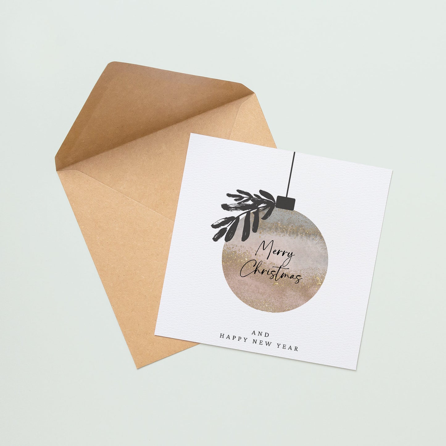 Personalised Gold Style Merry Christmas Bauble Card Luxury Christmas Card for Wife & Husband Unique Holiday Gift