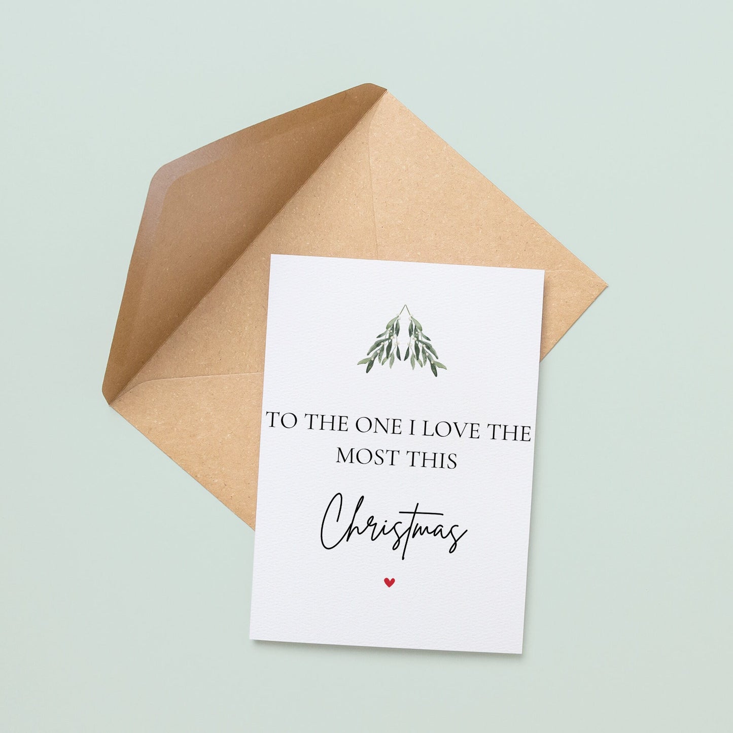 To The One I Love The Most This Christmas Greetings Card, For Her, Card For Him, Cute Christmas Card