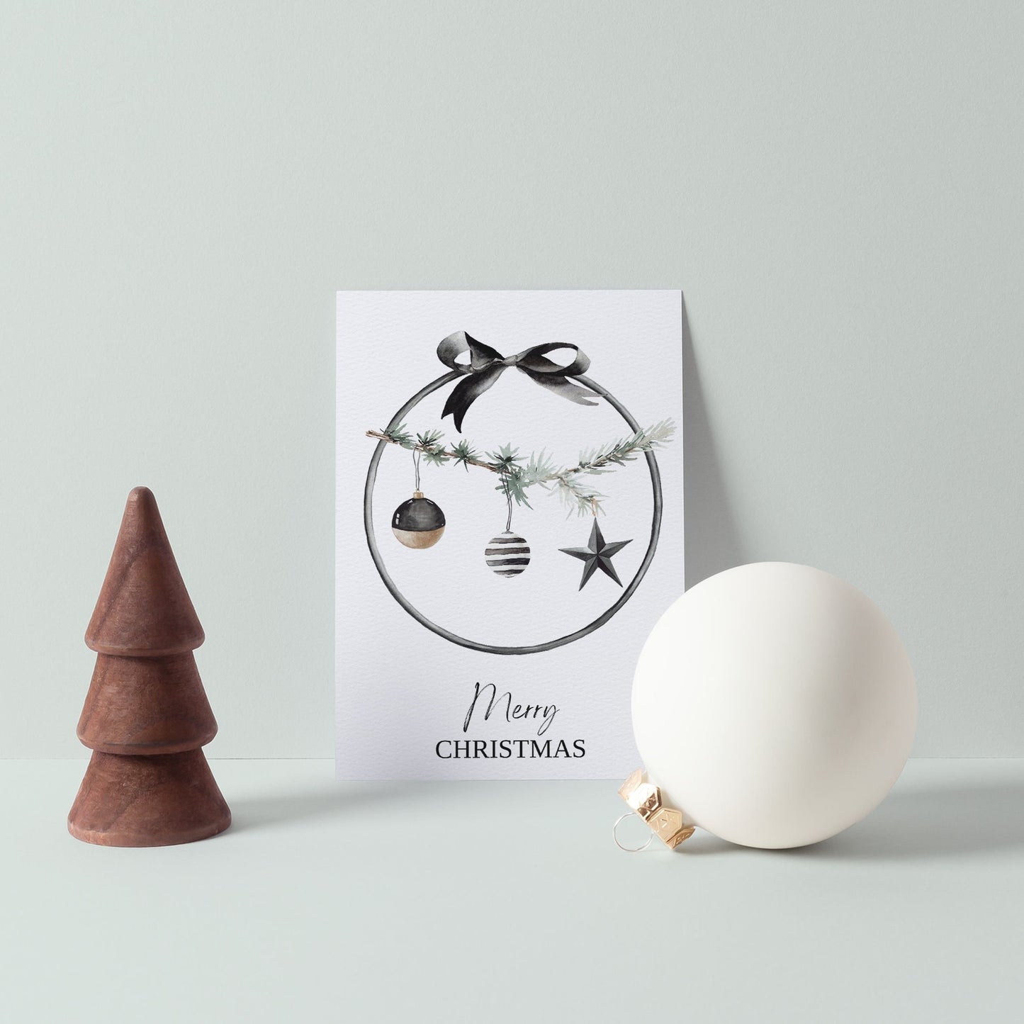 Monochrome Black Bauble & Hoop Christmas Card | Christmas Card Wife | Christmas Card Husband | A6 Card | Cute Christmas Card | Modern Card