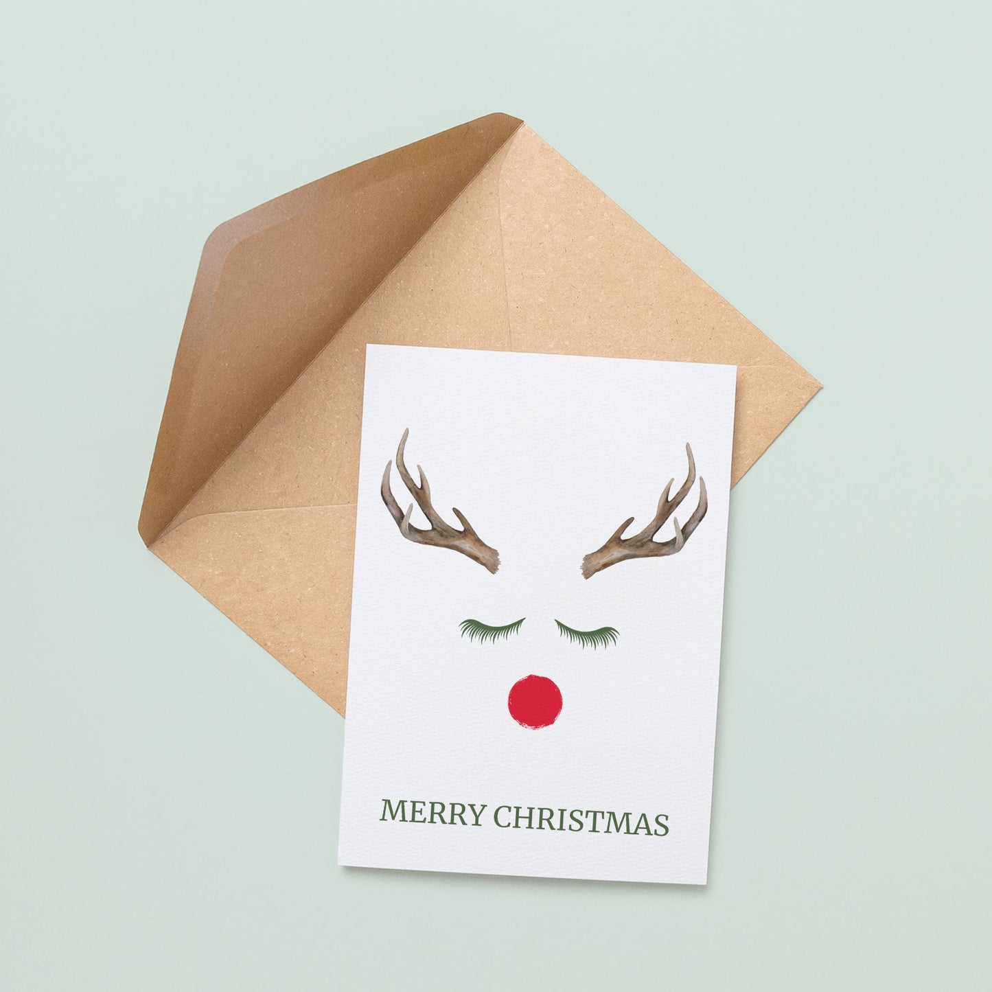 Rudolph Antlers Merry Christmas Card | Christmas Card Wife | Christmas Card Husband | A6 Card | Cute Christmas Card | Xmas Card