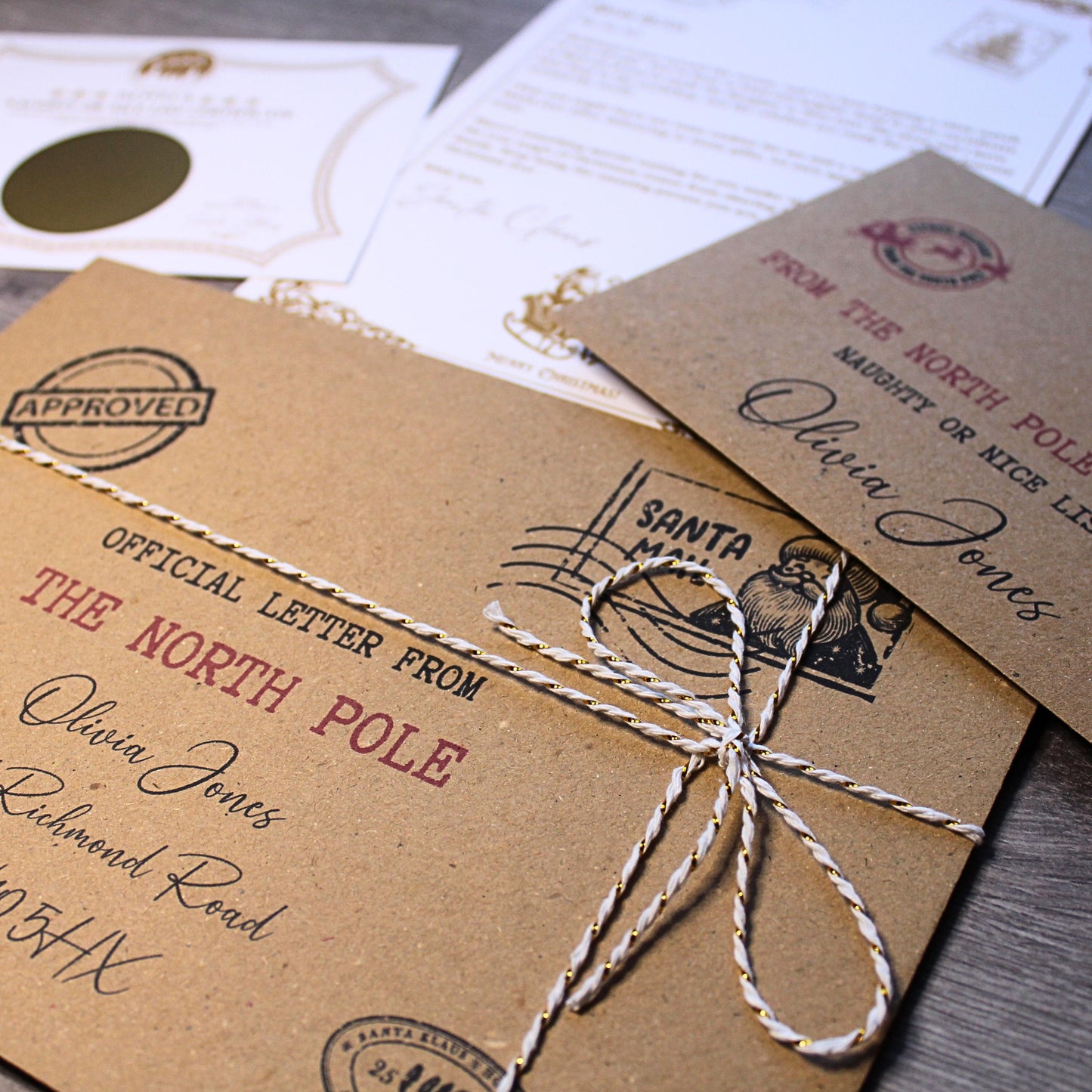Personalised Letter From Santa & Scratch to Reveal Nice List Certificate for Kids Christmas Eve Box