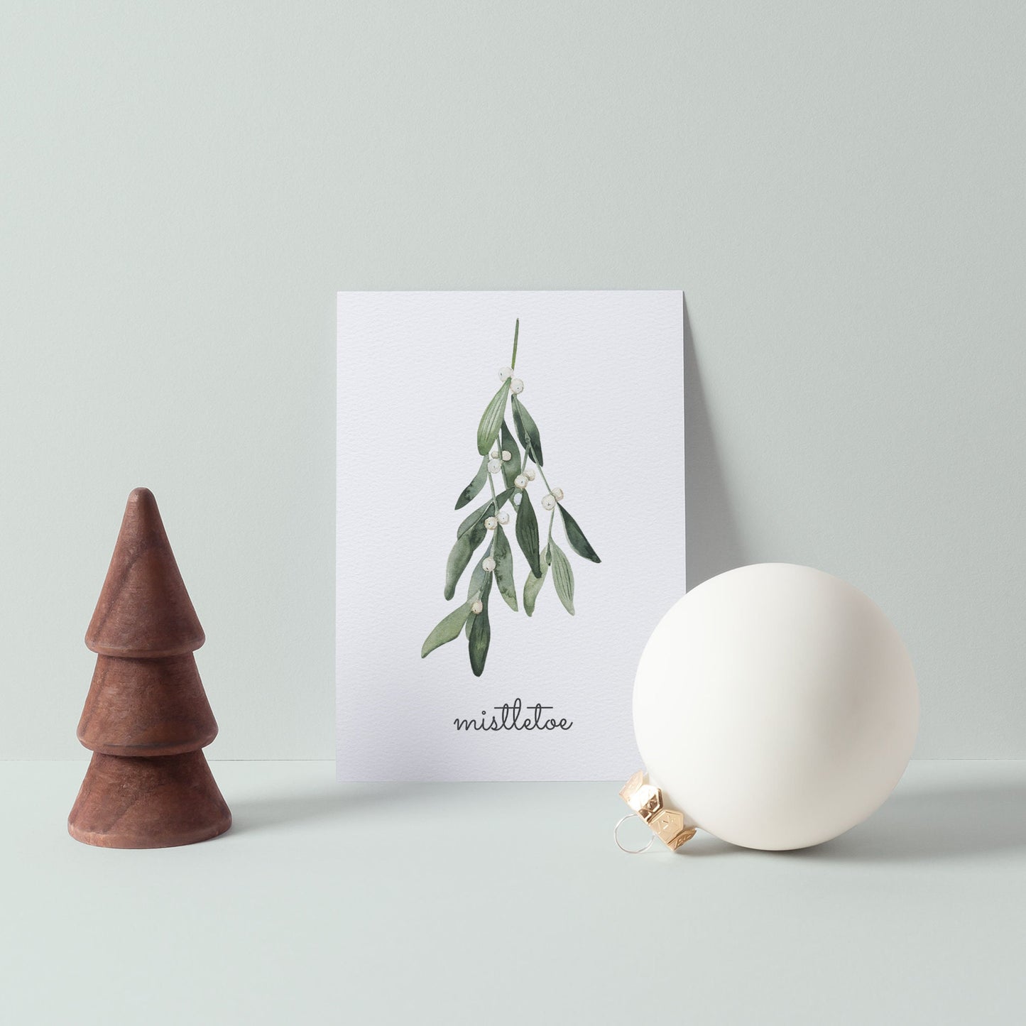 Watercolour Mistletoe Christmas Card | Christmas Card Wife | Christmas Card Husband | A6 Card | Christmas Love Mistletoe Card