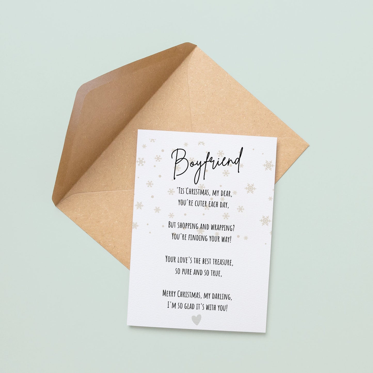 Cute Boyfriend Christmas Poem Greetings Card, Christmas Card for Boyfriend, Romantic Christmas Card | A6 Card | Cute Xmas Card