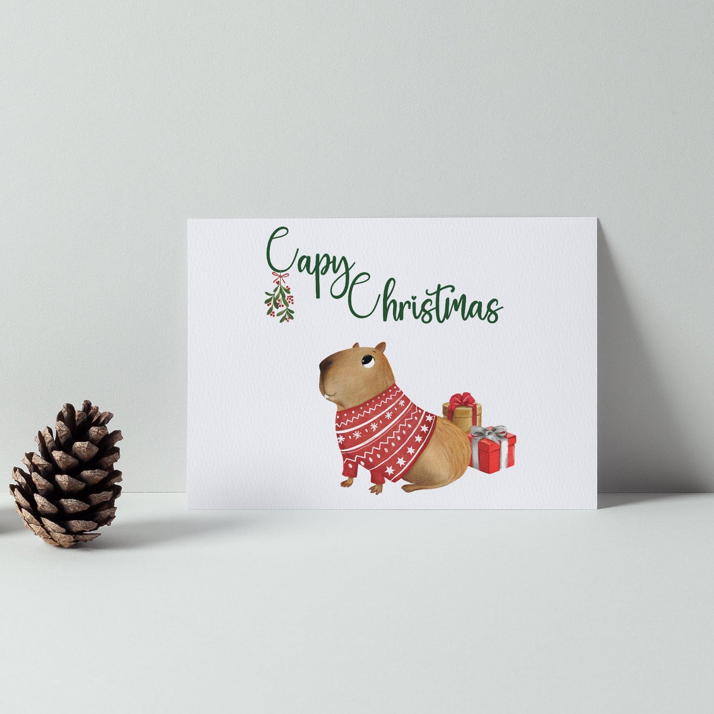 Capy Christmas, Cute Xmas Jumper Capybara Christmas Card | Christmas Card Wife | Christmas Card Husband | A6 Card | Funny Xmas Card