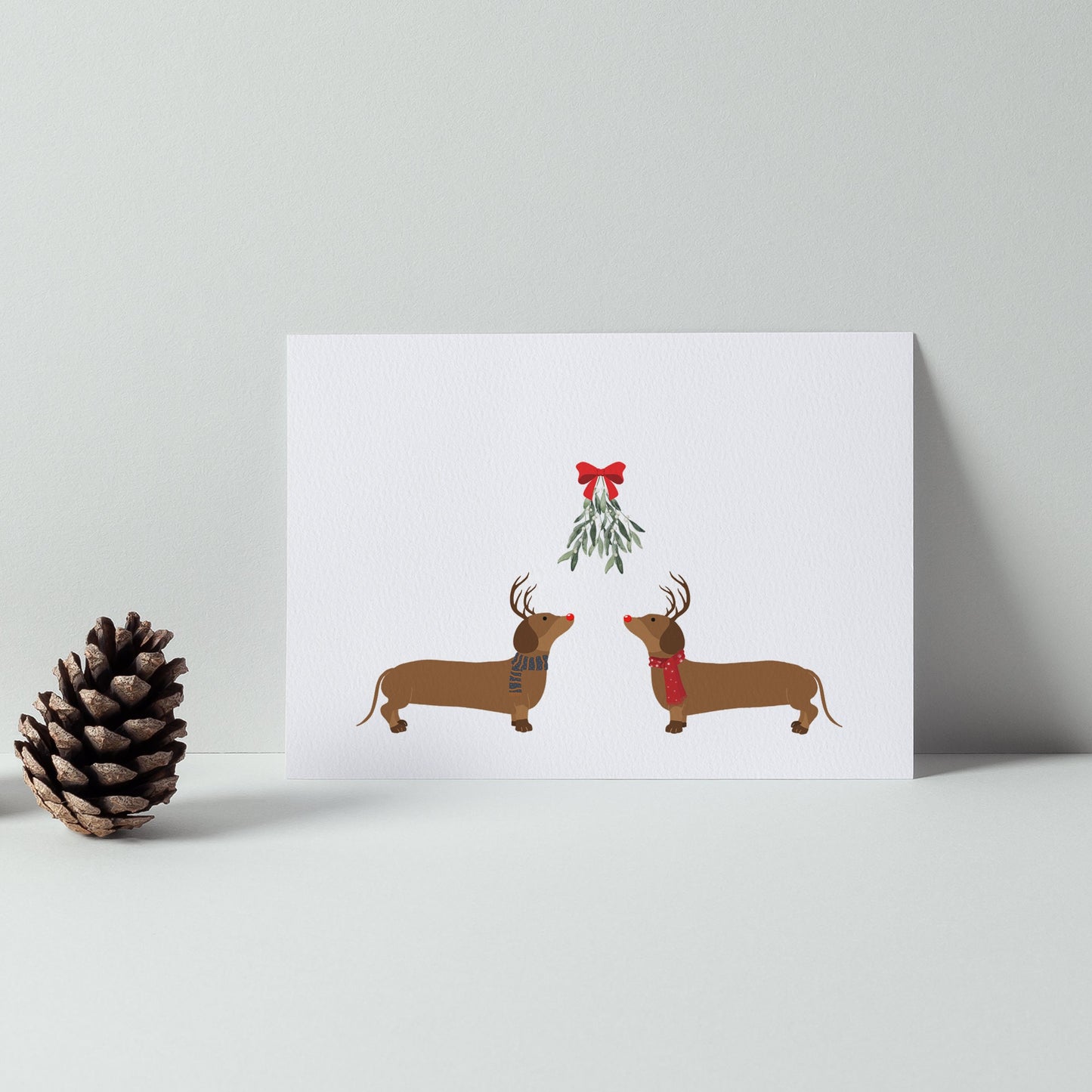 Cute Mistletoe Dachshund Love Christmas Card | Christmas Card Wife | Christmas Card Husband | A6 Card | Cute Christmas Card | Dachshund Card
