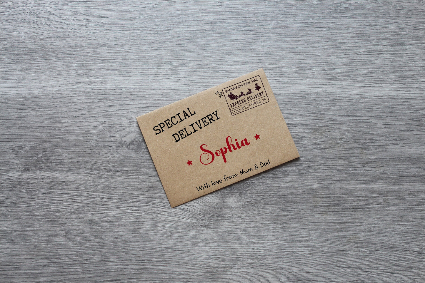 Personalised Christmas Cash Money Envelope, Christmas Money Gifting, Kids Cash Gift, Cash Envelope, Special Delivery Christmas Gift