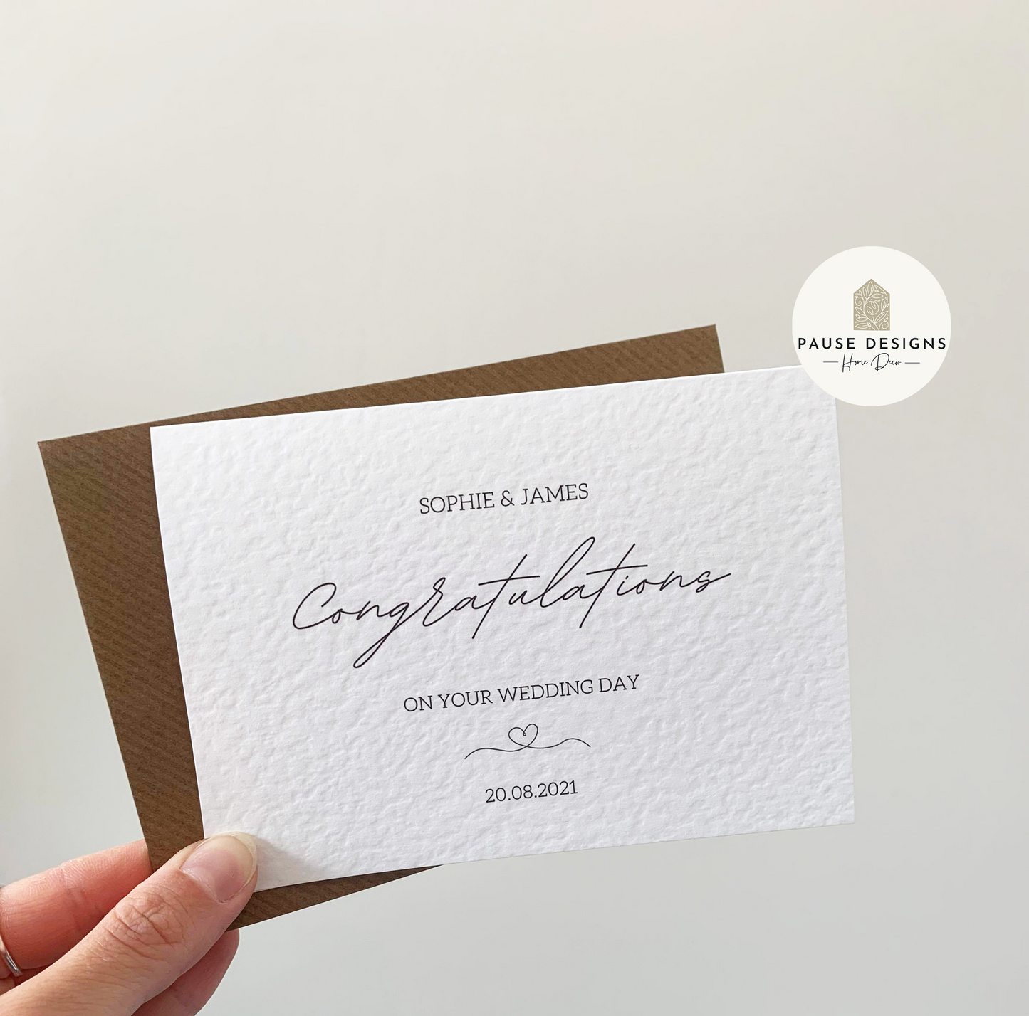 Personalised Congratulations Minimalist Wedding Day Greetings Card