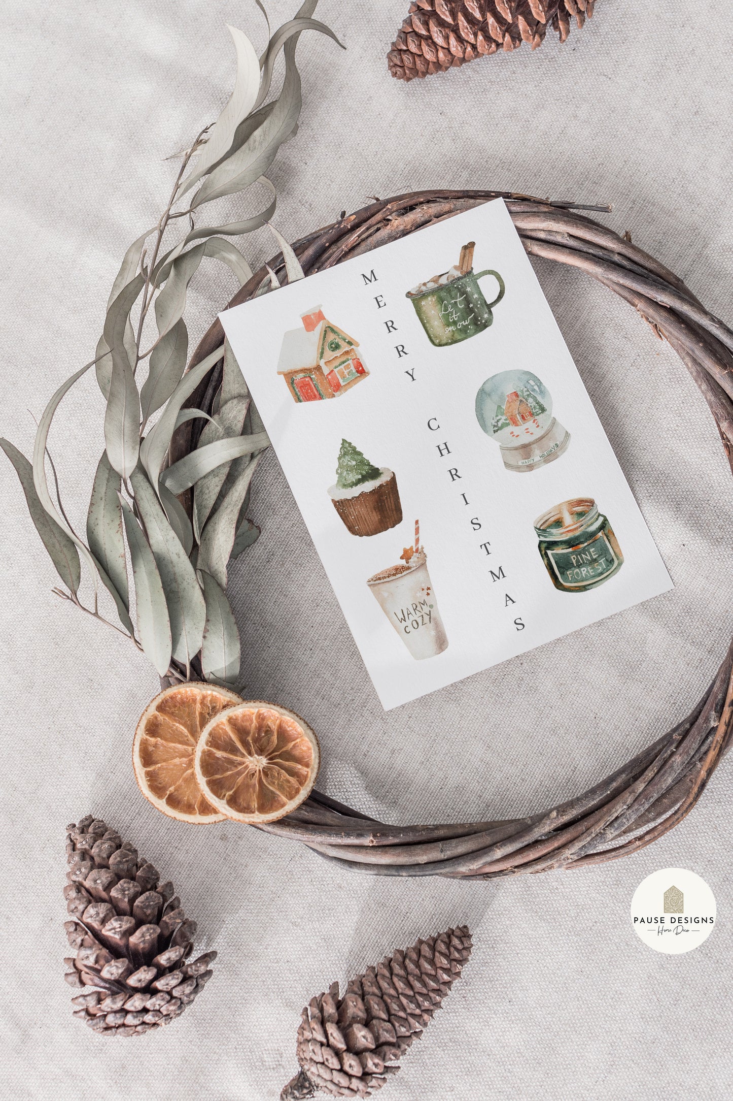 Christmas Favourites Drinks, Food & Gifts Wall Art Print | Unframed Print