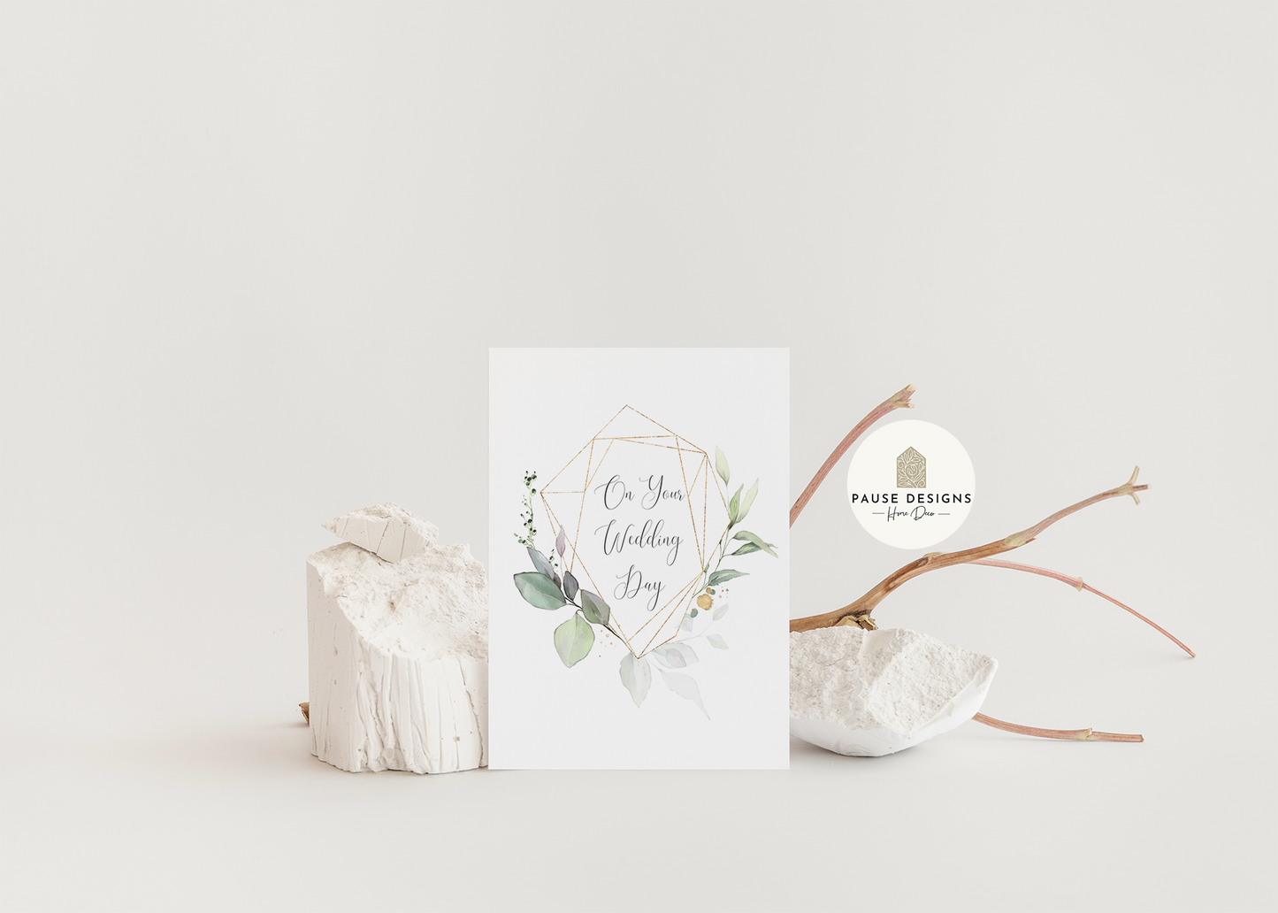 Botanical Gold Frame On Your Wedding Day Greetings Card