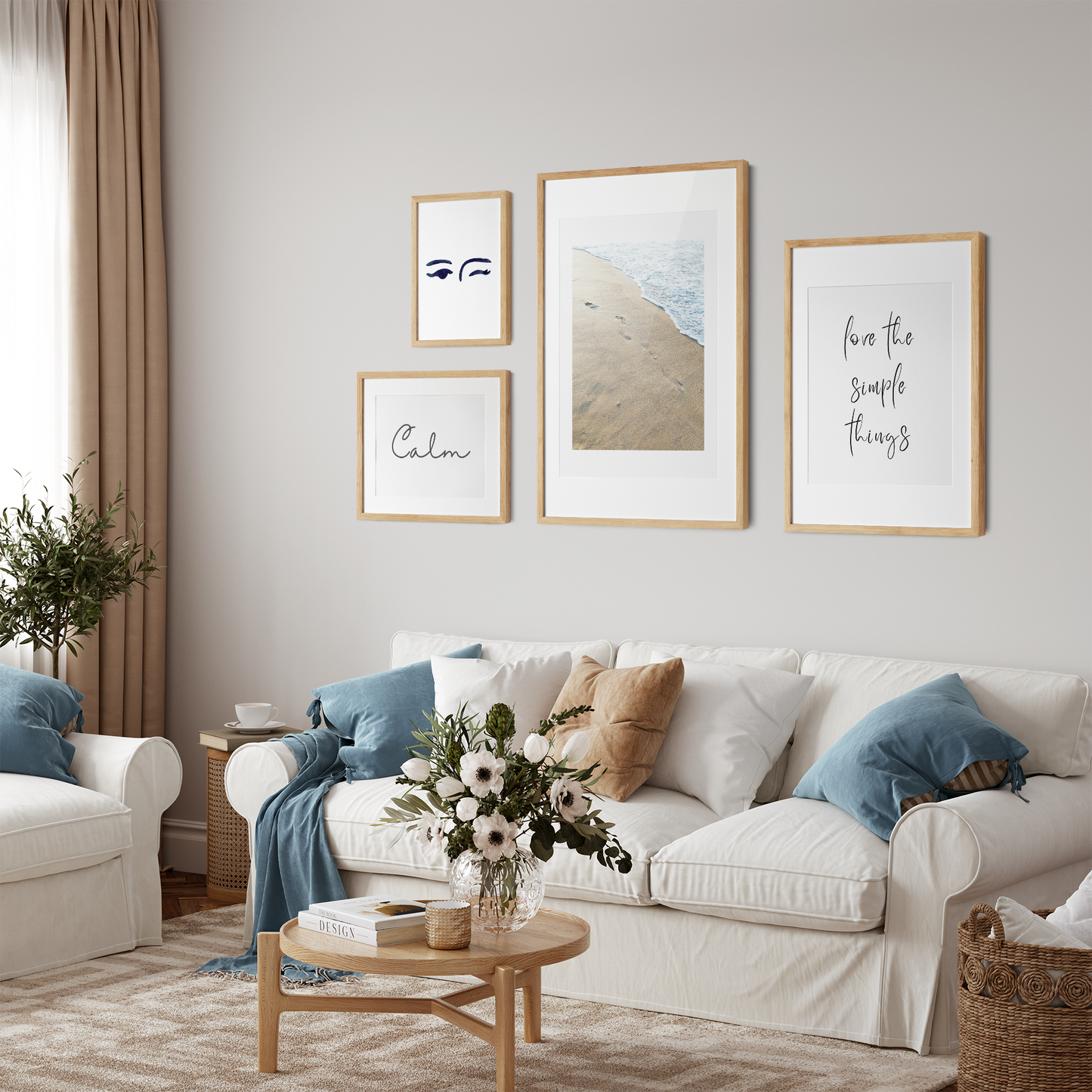 Calm Grey Typography Wall Art Print | Unframed Print