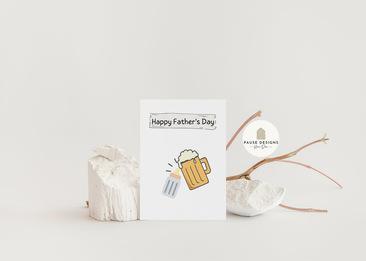 Baby Bottle & Beer Cheers, Happy Father's Day Greetings Card