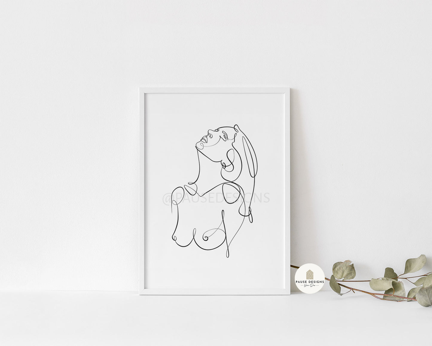 Female Head Back Naked Line Drawing Wall Art Print | Unframed Prints