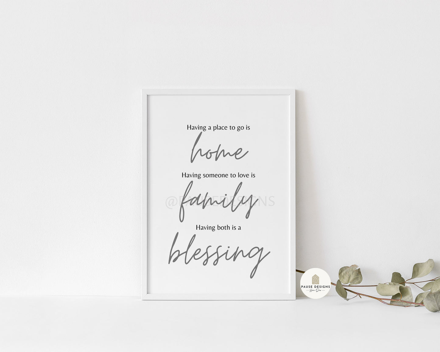 Having A Place To Go Is Home Typography Wall Art Print | Unframed Print