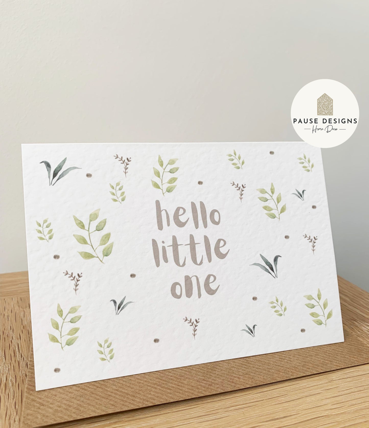 Hello Little One Botanical New Baby Greetings Card