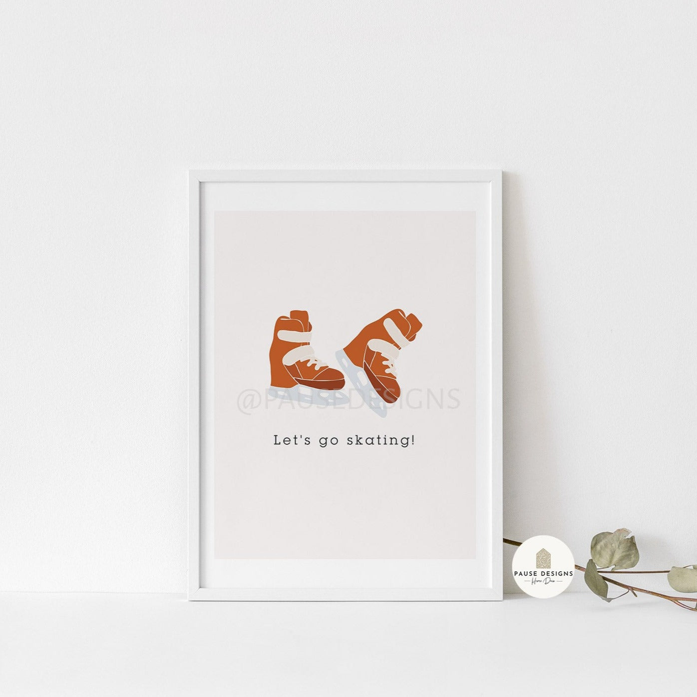 Lets Go Skating Ice Skating Boots Christmas Wall Art Print