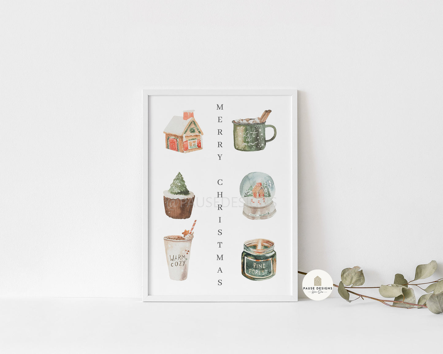 Christmas Favourites Drinks, Food & Gifts Wall Art Print | Unframed Print