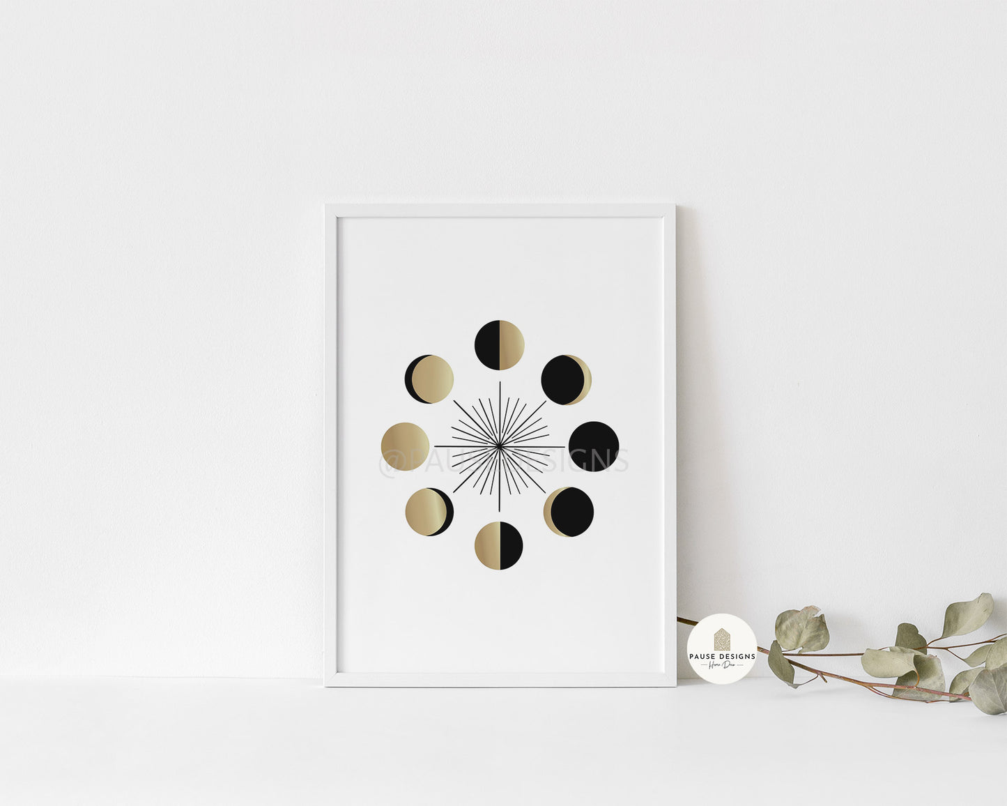 Moon Phases Star Wall Art Print | Unframed Print