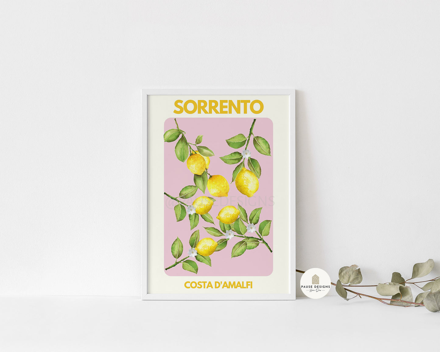 Sorrento Amalfi Coast Blush Pink Lemon Print | Unframed Print