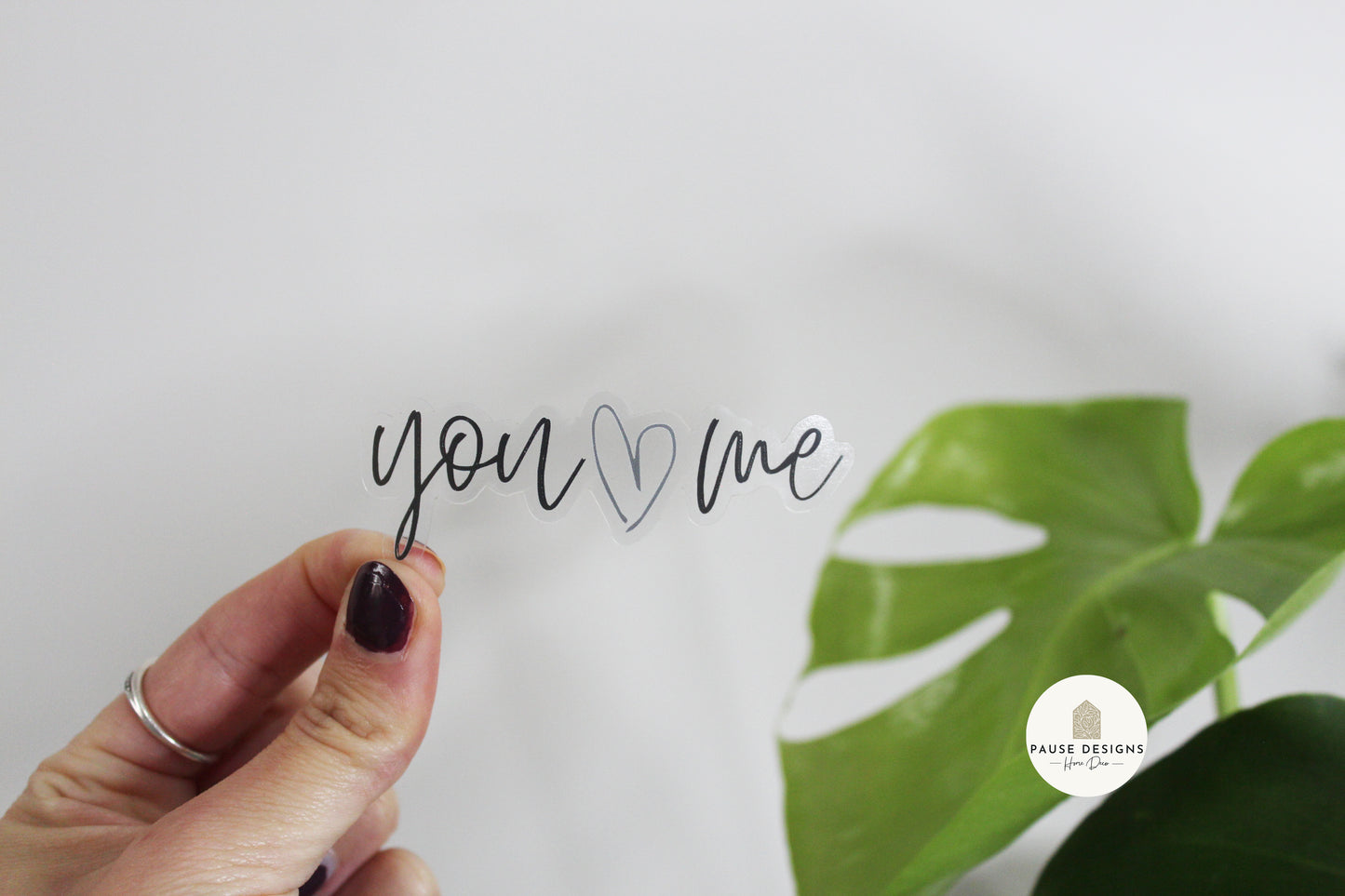 You, Me Heart Transparent Die Cut Vinyl Sticker